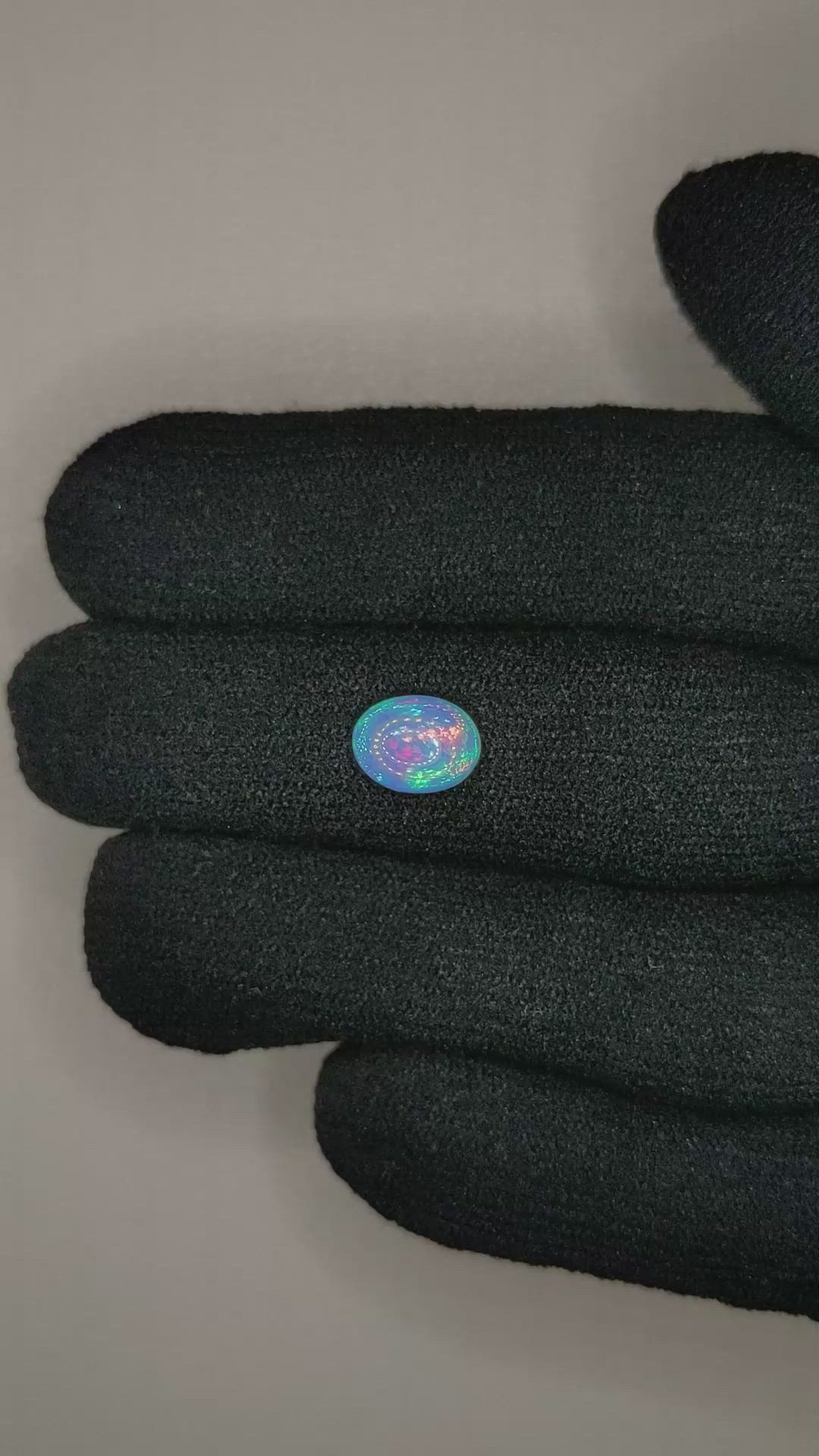 1.02 Ct. Multi Color Cabochon White Opal from Ethiopia Size Video