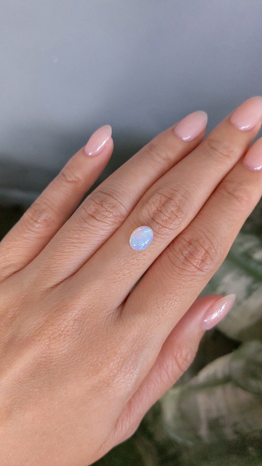 1.02 Ct. Multi Color Cabochon White Opal from Ethiopia Size Video