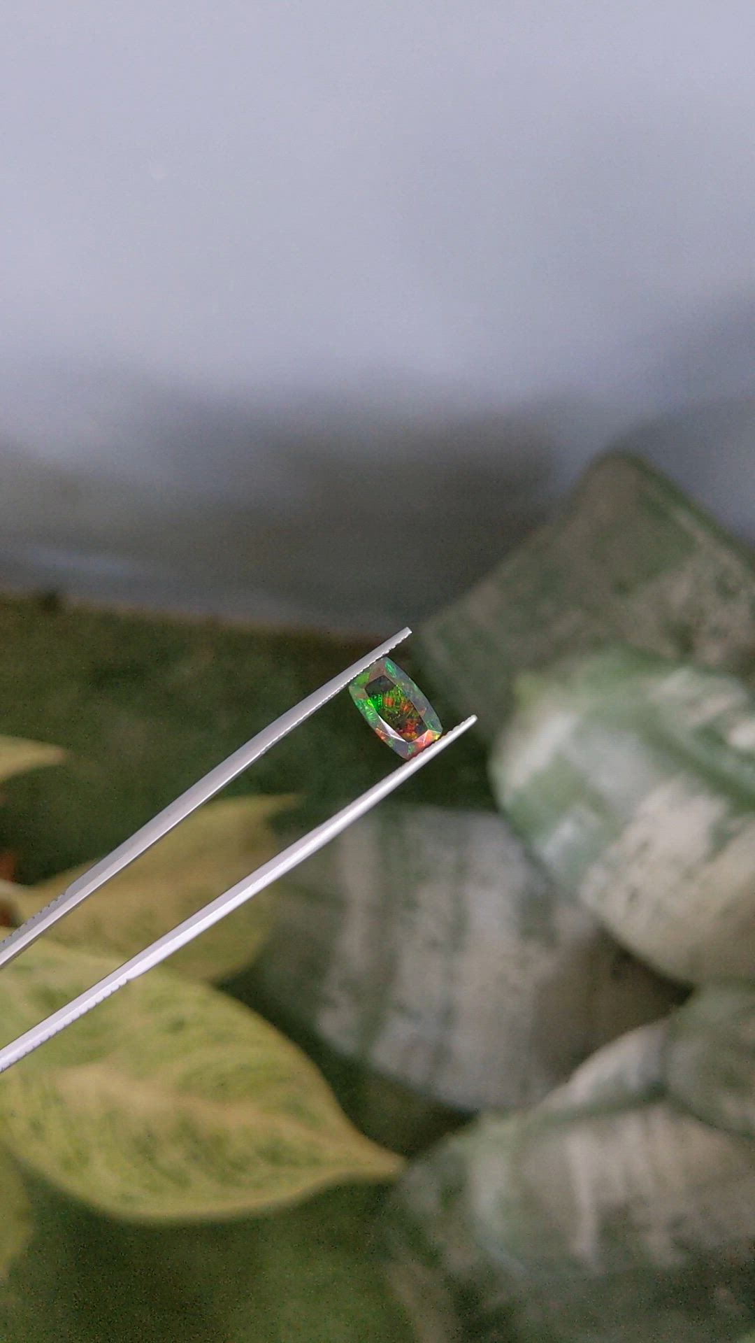 1.36 Ct. Multi Color Black Opal from Ethiopia Size Video