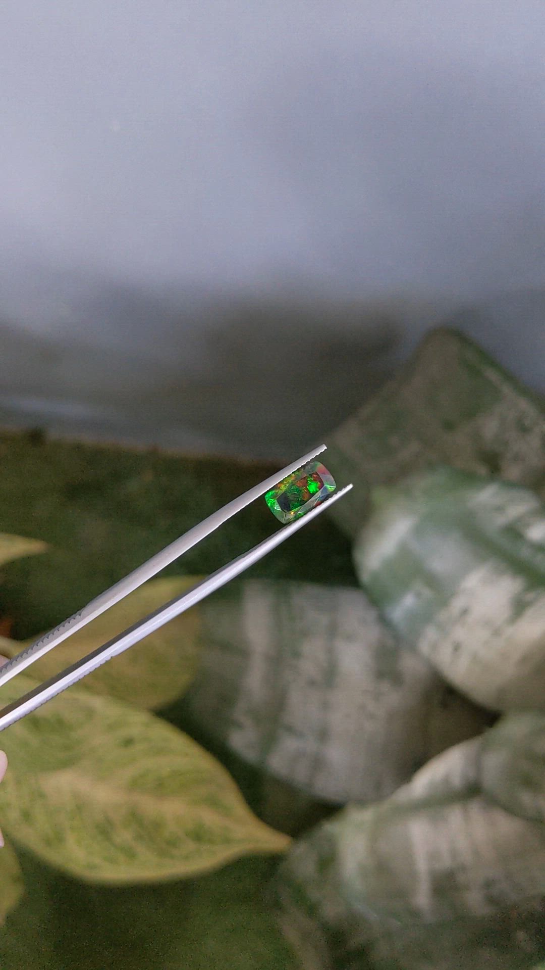 1.36 Ct. Multi Color Black Opal from Ethiopia Size Video