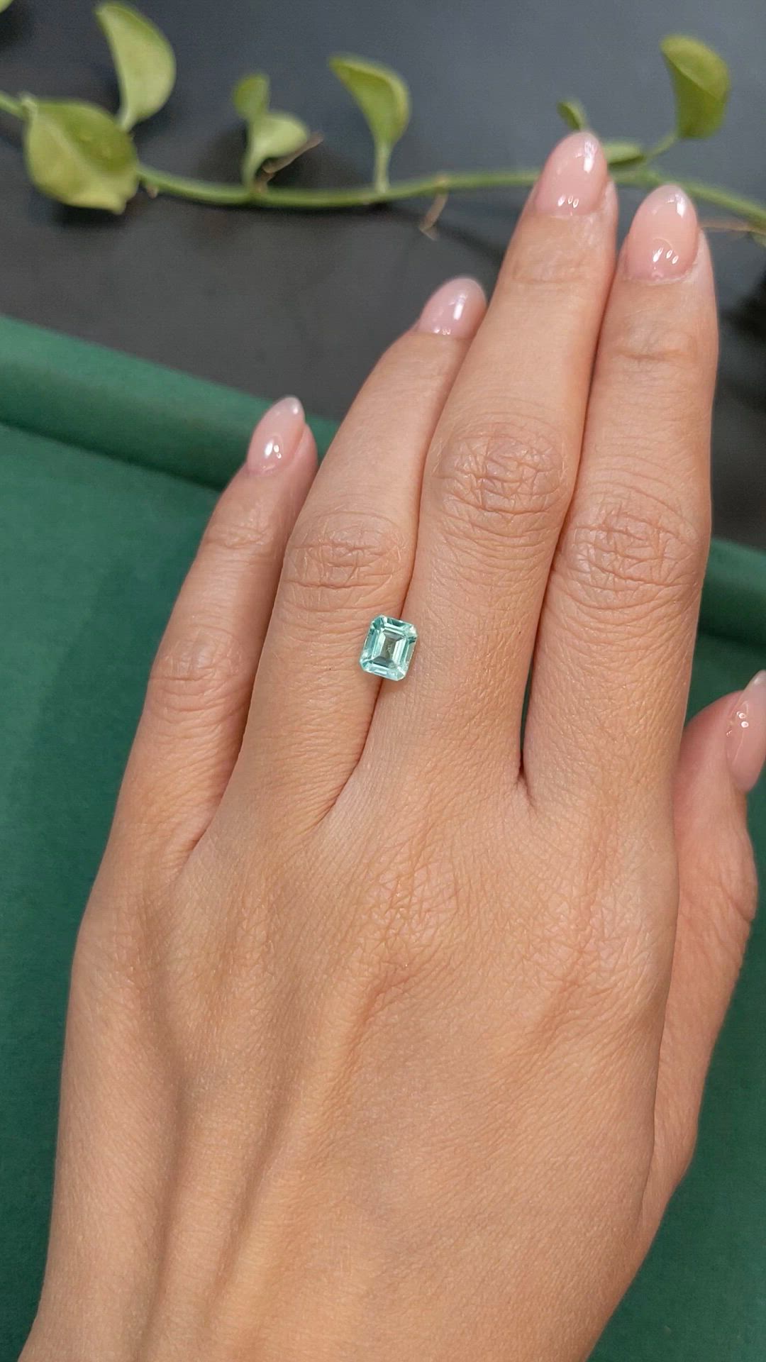 1.23 Ct. Bluish Green Apatite from Madagascar Size Video