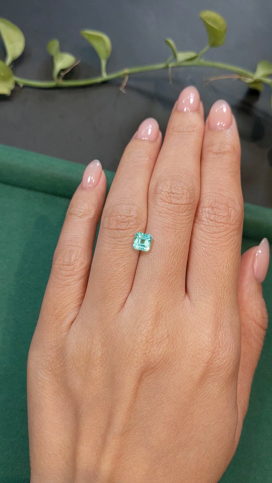 1.21 Ct. Bluish Green Apatite from Madagascar Size Video