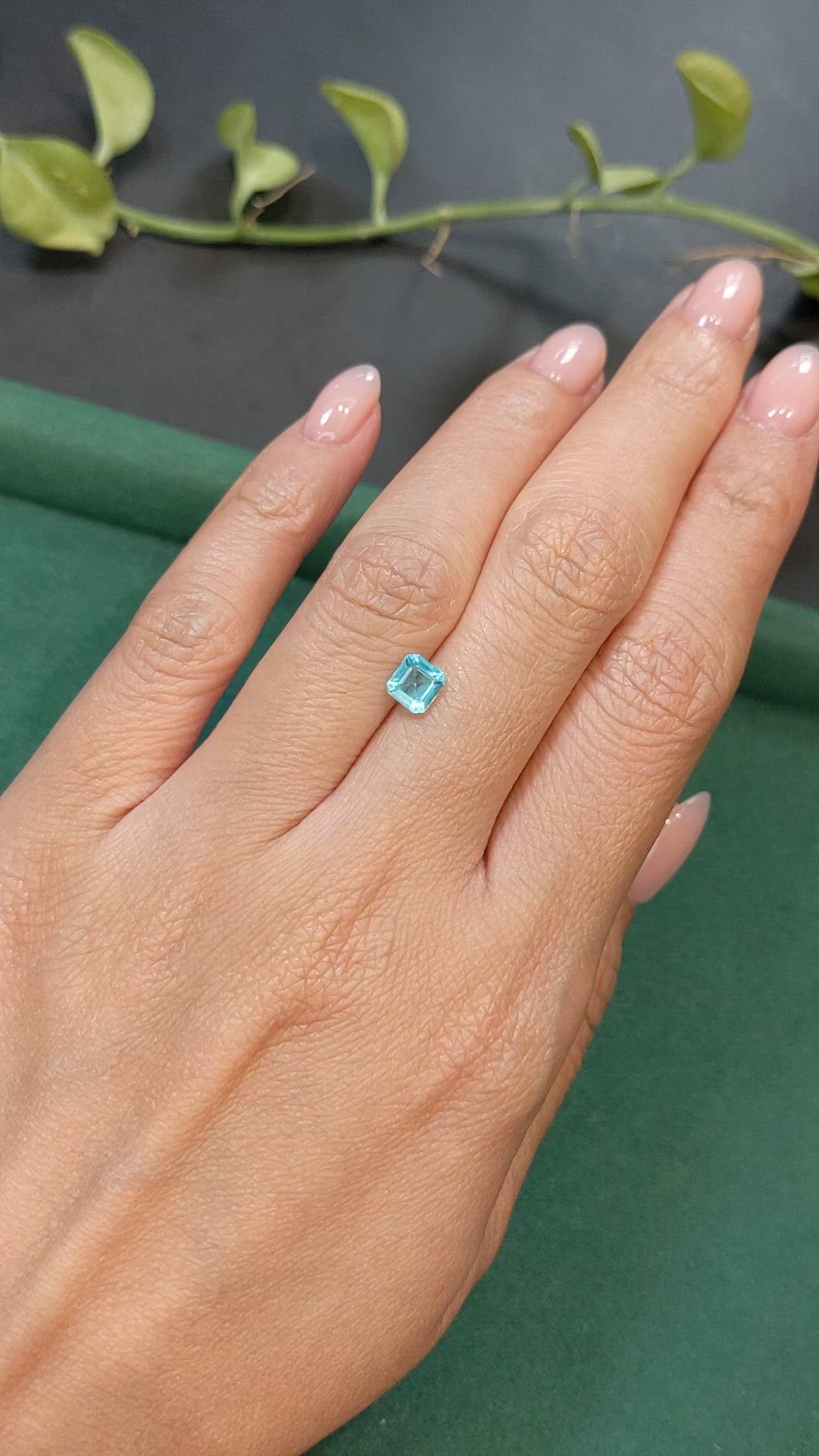 0.78 Ct. Greenish Blue Apatite from Madagascar Size Video