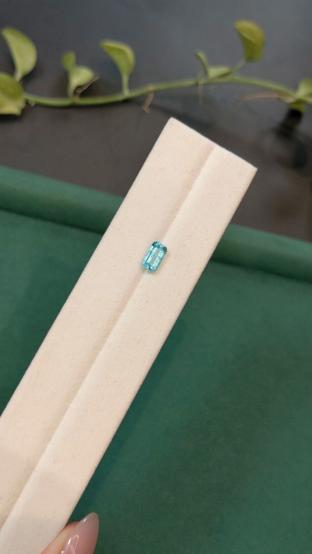 0.84 Ct. Greenish Blue Apatite from Madagascar Size Video
