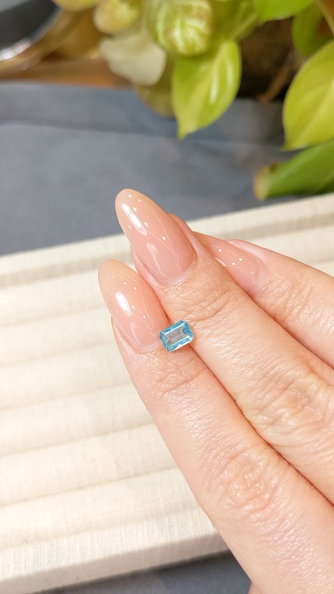 0.69 Ct. Greenish Blue Apatite from Madagascar Size Video