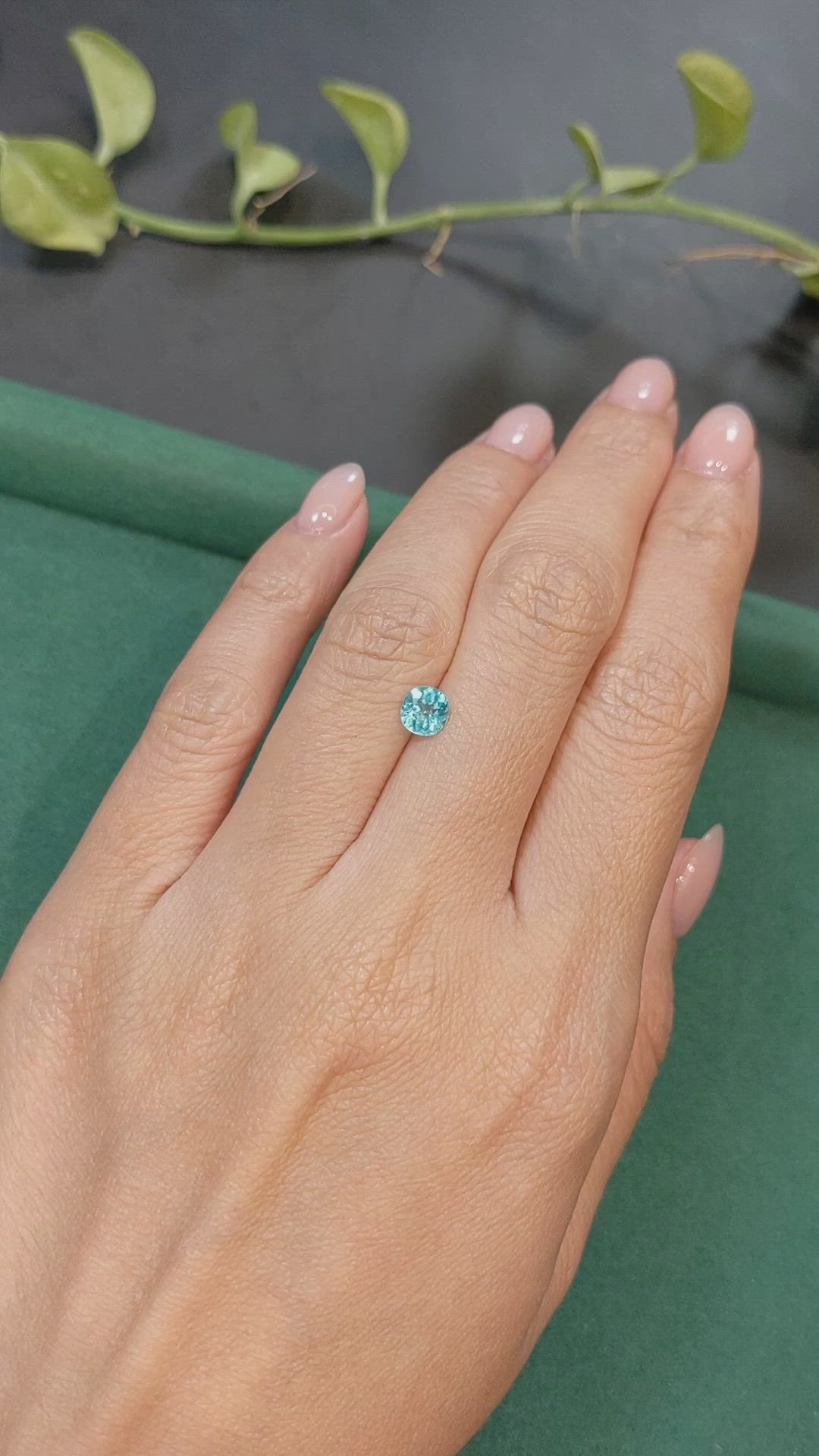 0.58 Ct. Greenish Blue Apatite from Madagascar Size Video
