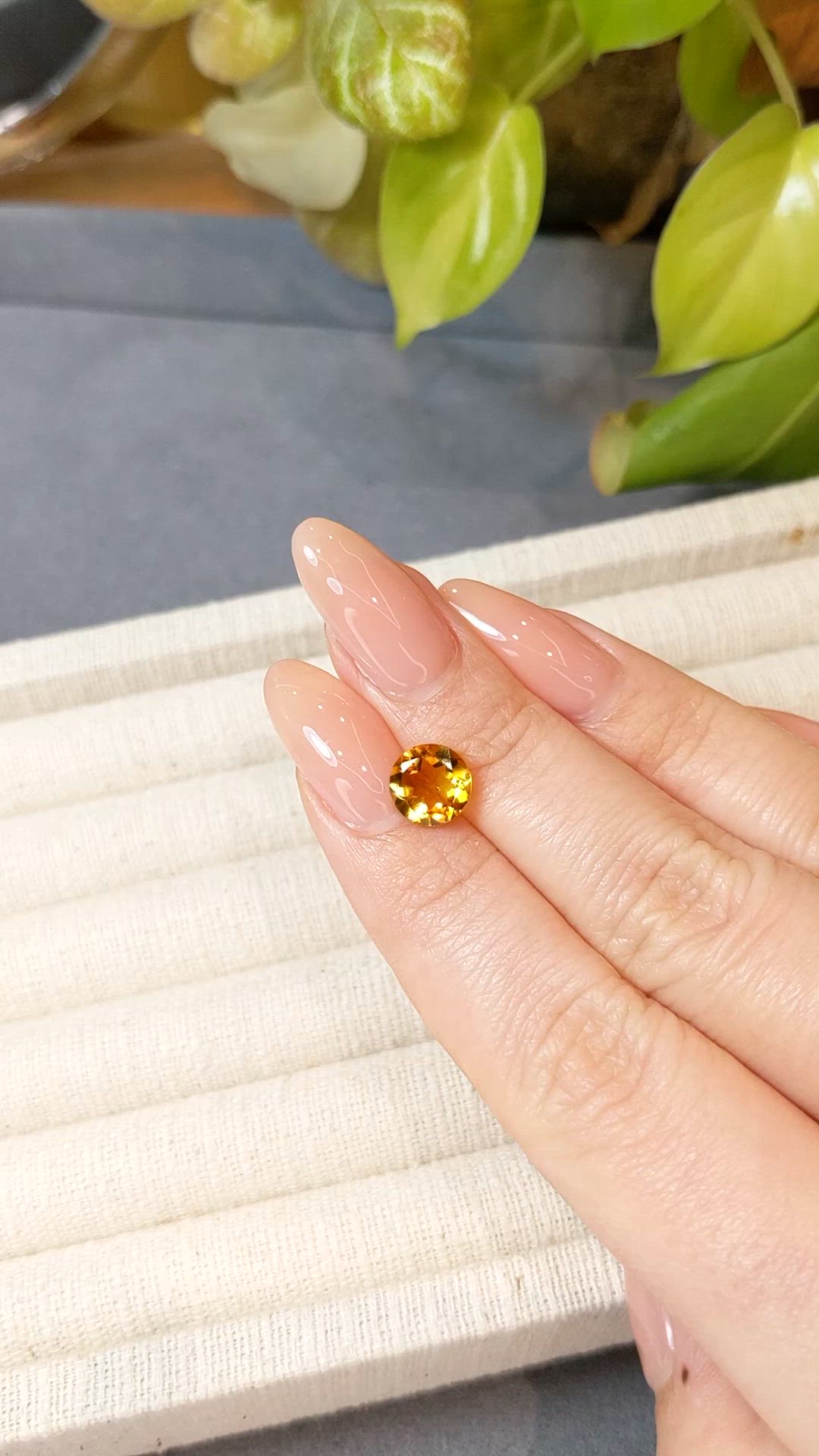 1.54 Ct. Orangish Yellow Citrine from Madagascar Size Video