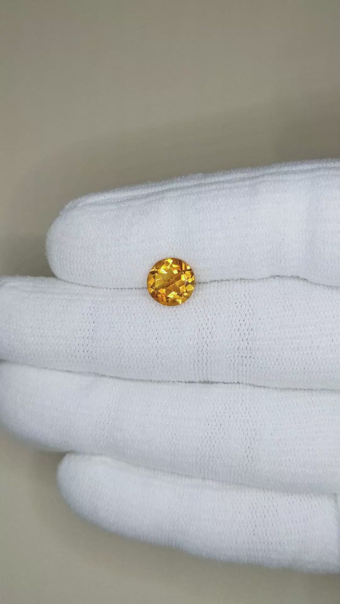1.67 Ct. Orangish Yellow Citrine from Madagascar Size Video