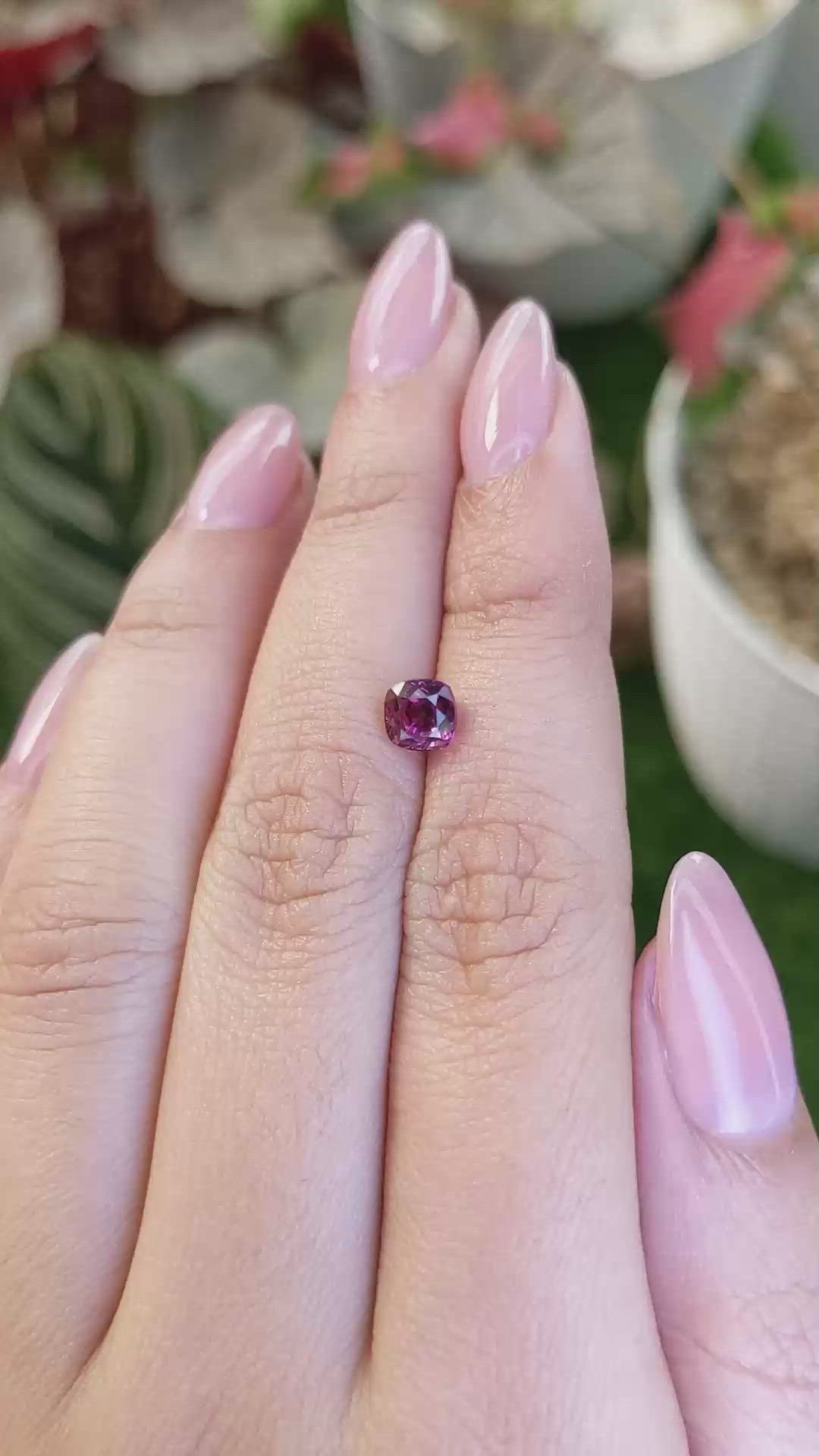 1.20 Ct. Purplish Pink Rhodolite Garnet from Ceylon (Sri Lanka) Size Video