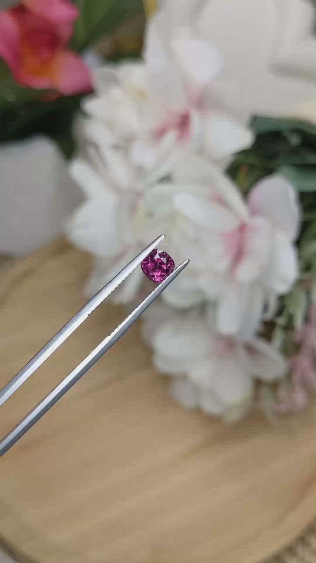 1.20 Ct. Purplish Pink Rhodolite Garnet from Ceylon (Sri Lanka) Size Video