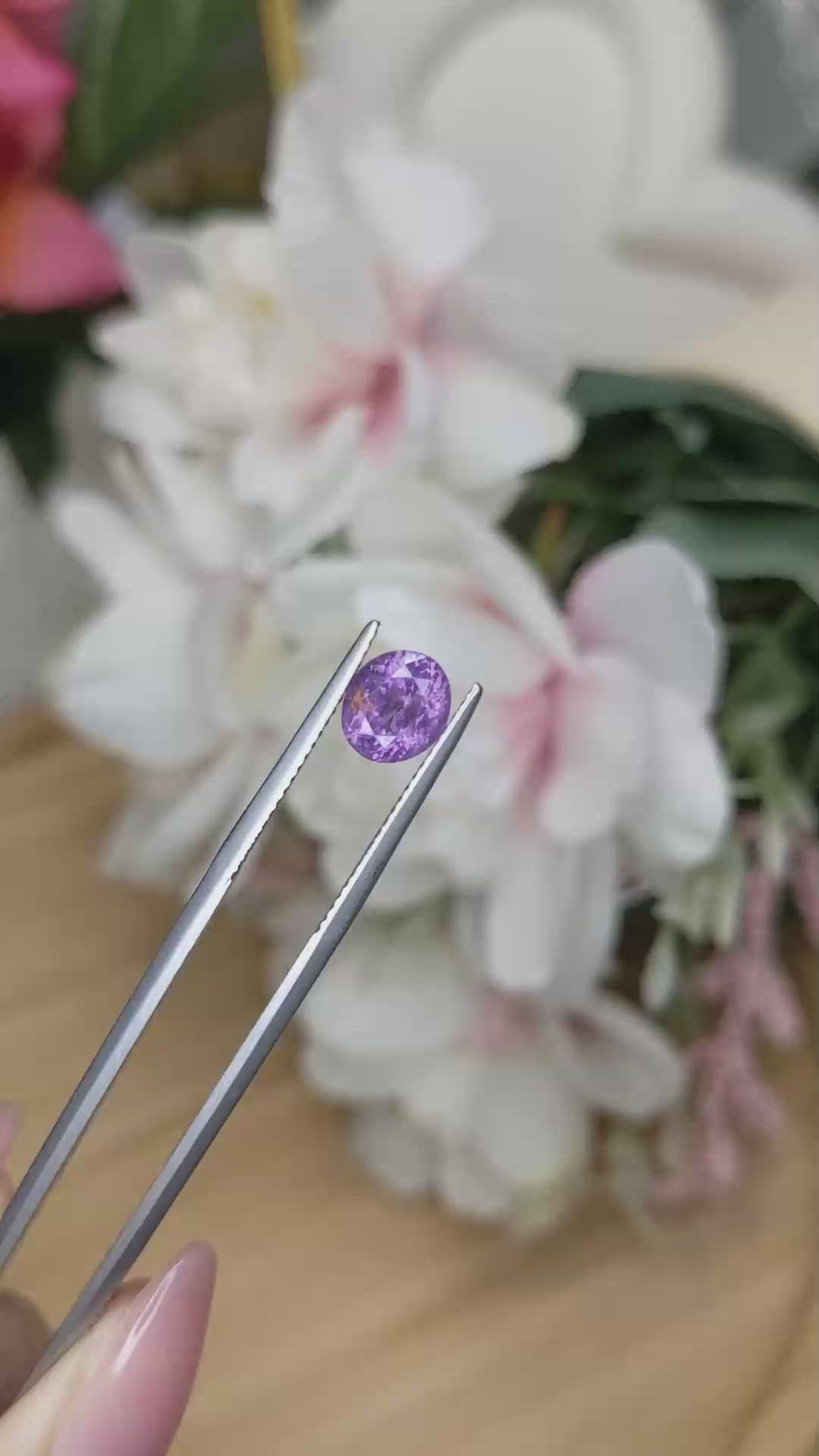 1.58 Ct. Pinkish Purple Spinel from Ceylon (Sri Lanka) Size Video