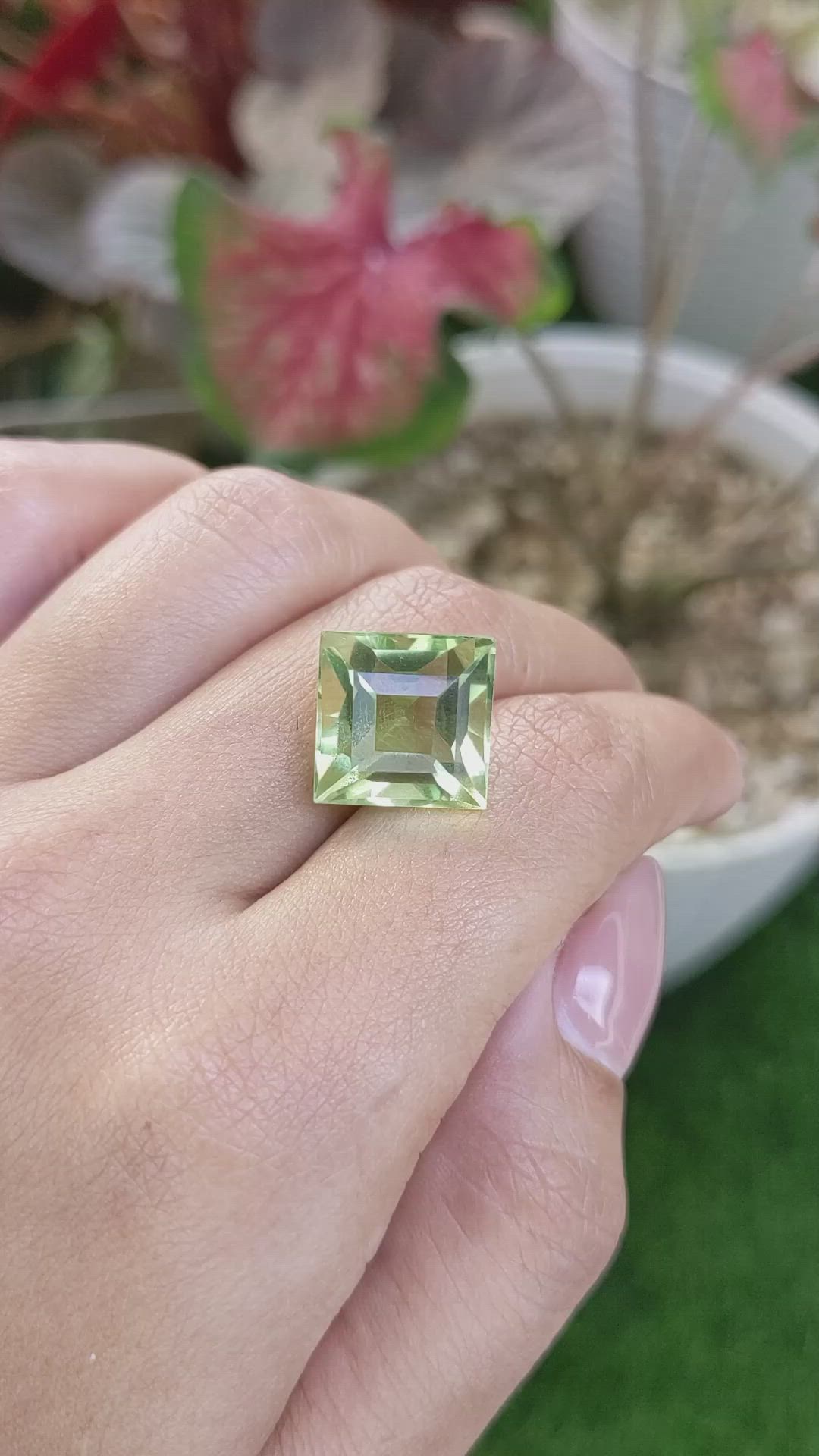 13.07 Ct. Yellowish Green Prasiolite from Brazil Size Video