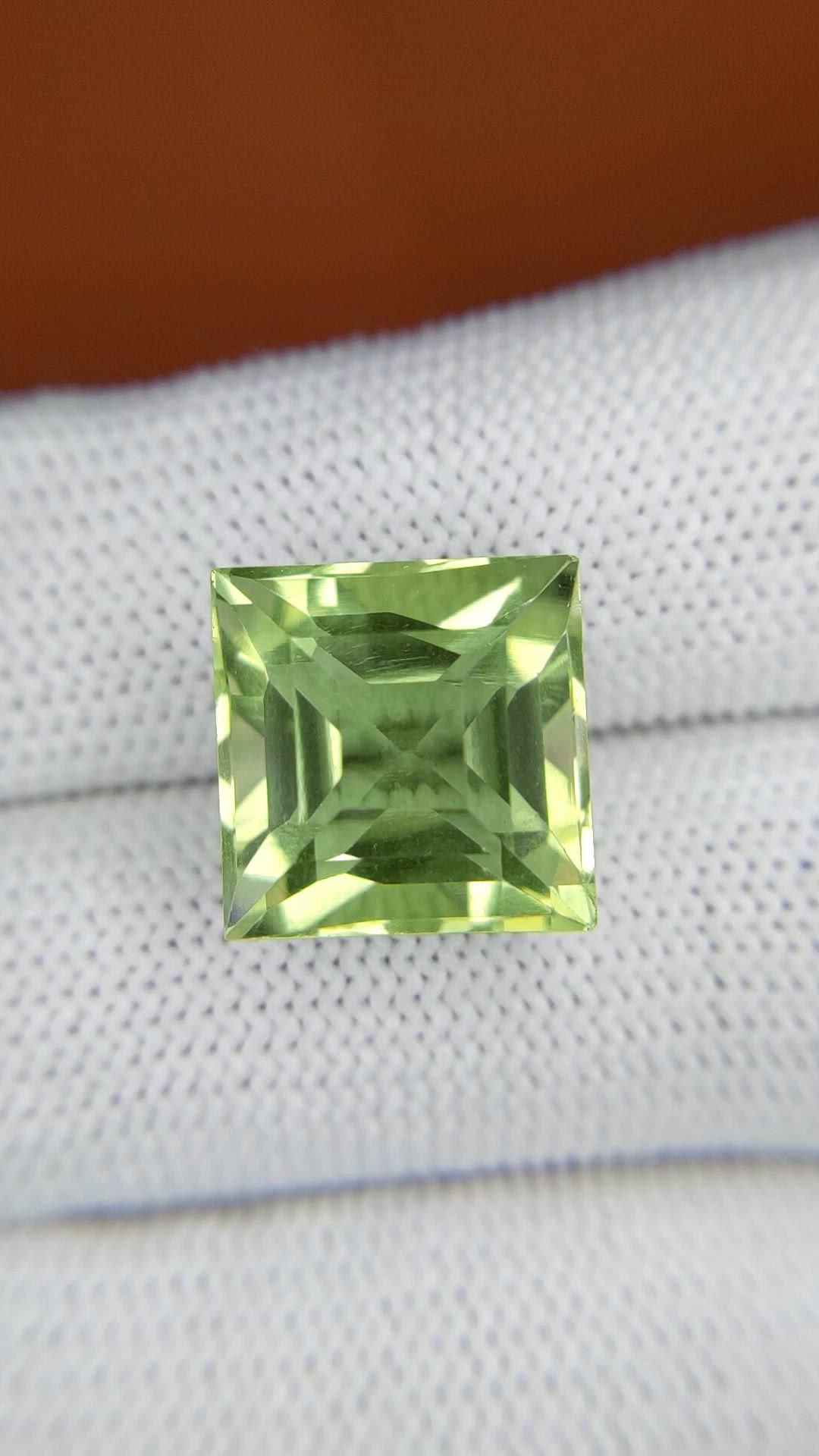 13.07 Ct. Yellowish Green Prasiolite from Brazil Size Video