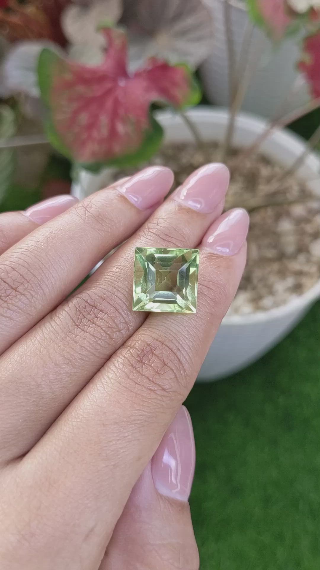 13.07 Ct. Yellowish Green Prasiolite from Brazil Size Video