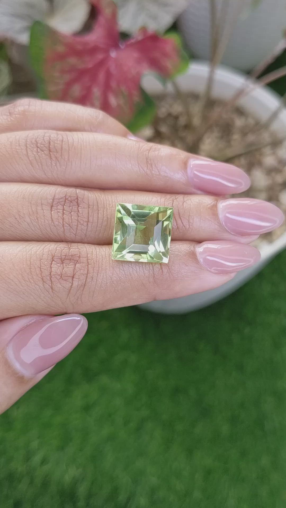 13.07 Ct. Yellowish Green Prasiolite from Brazil Size Video