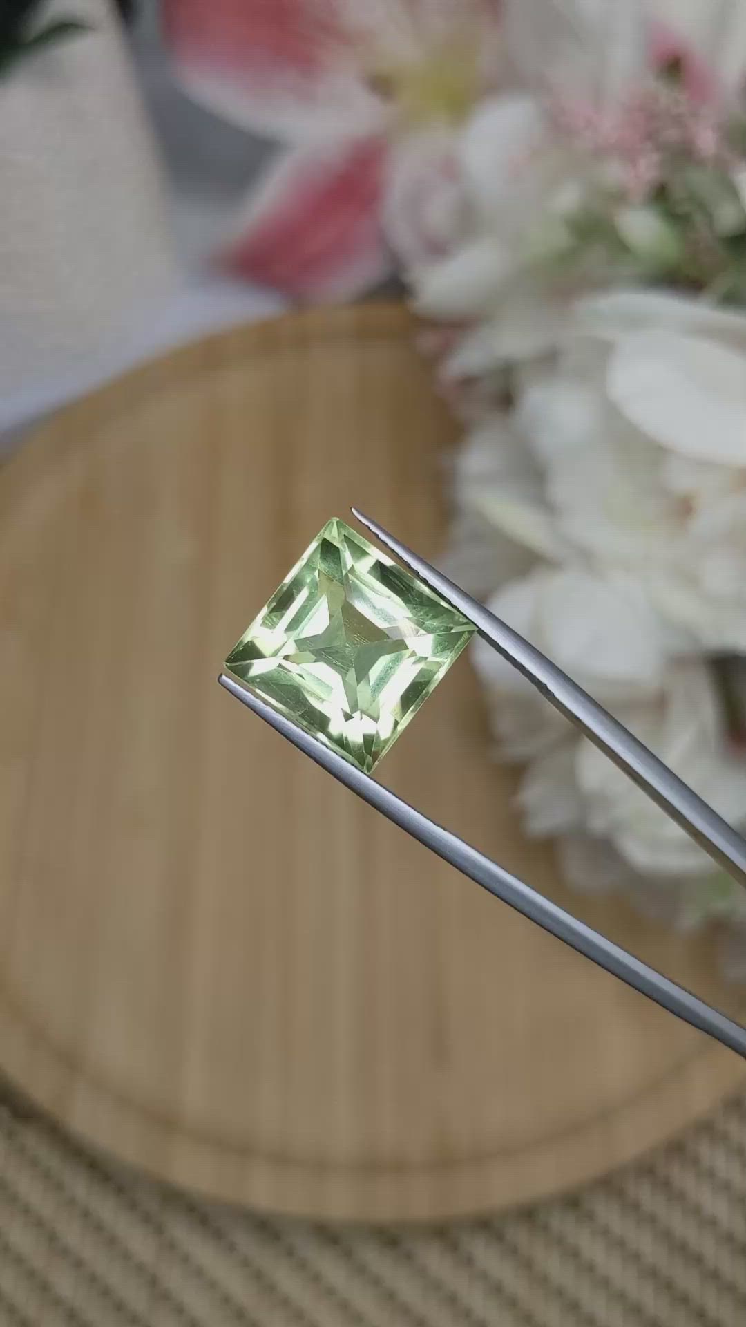 13.07 Ct. Yellowish Green Prasiolite from Brazil Size Video