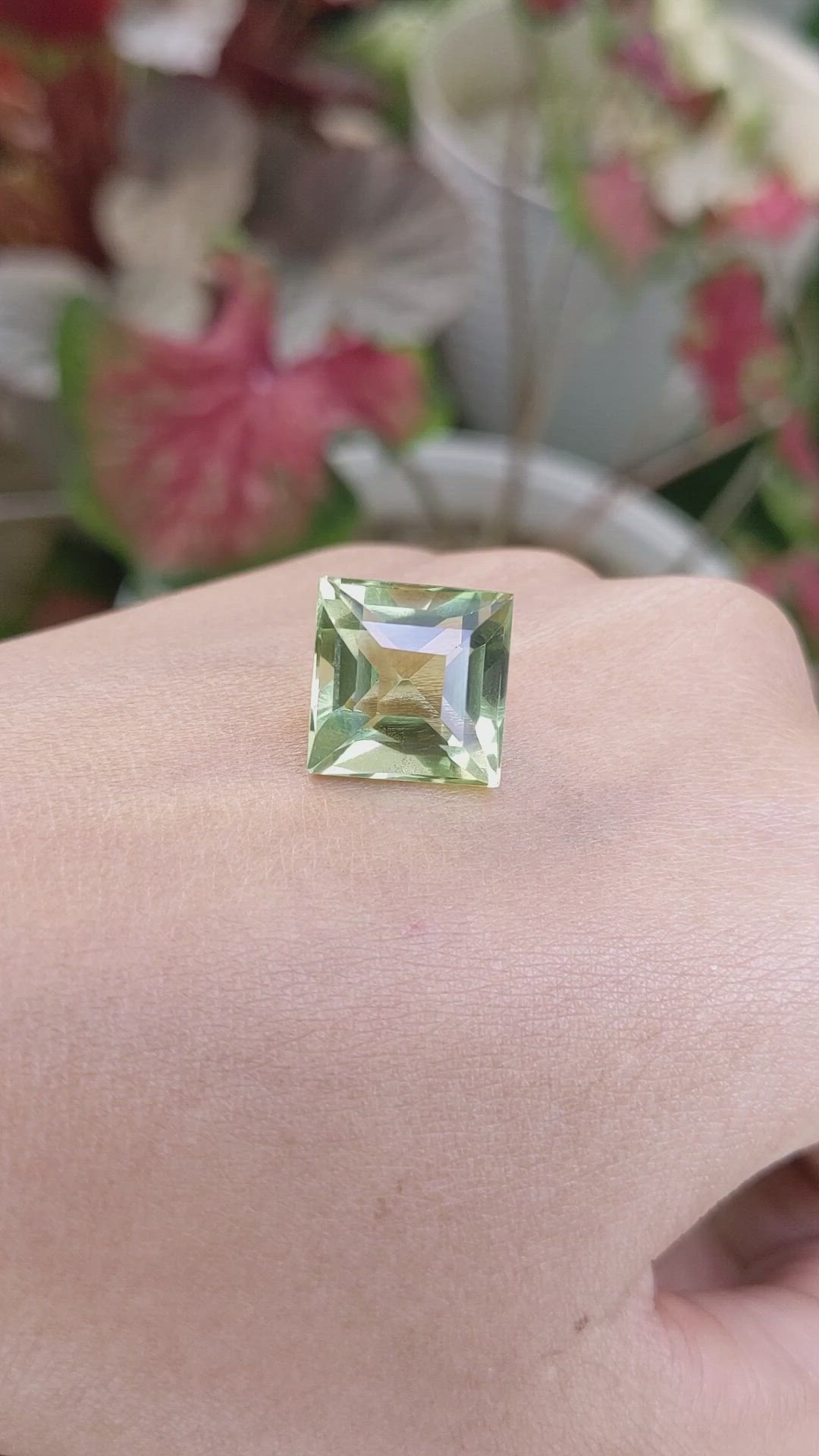 13.07 Ct. Yellowish Green Prasiolite from Brazil Size Video