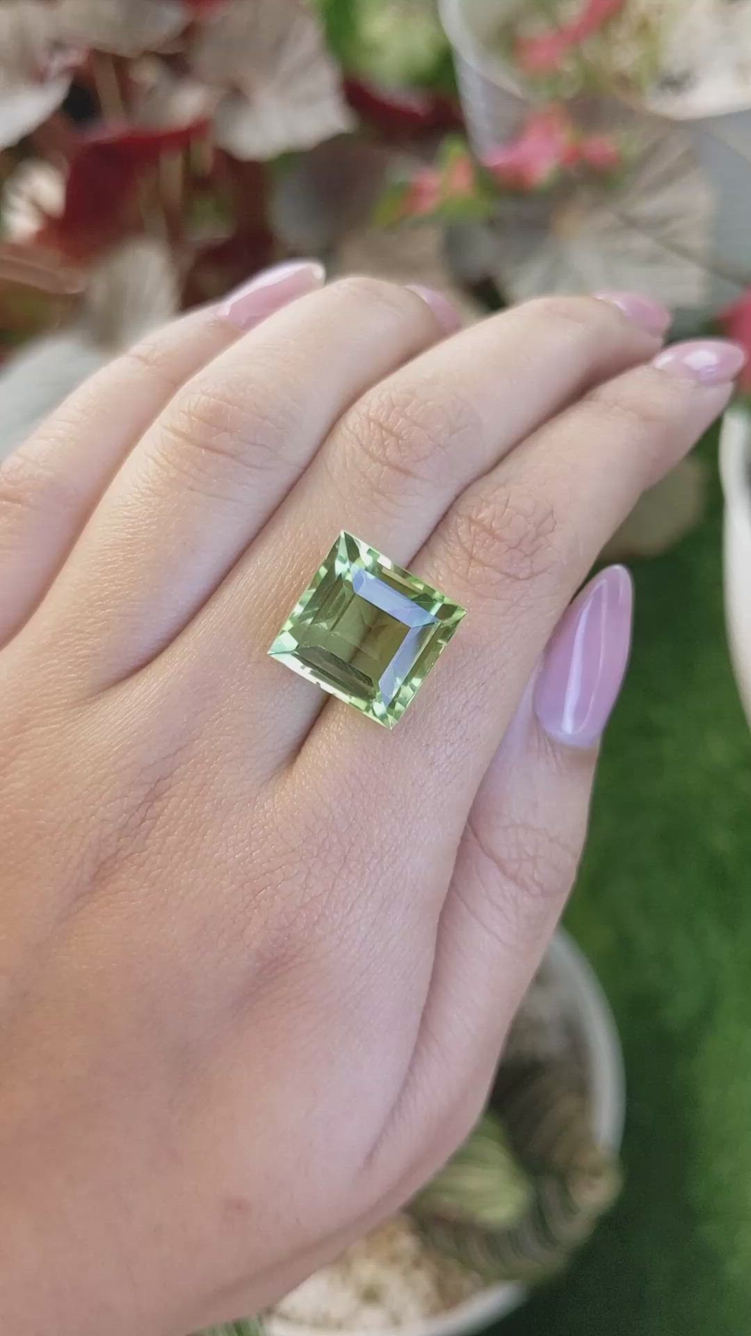 15.55 Ct. Green Prasiolite from Brazil Size Video