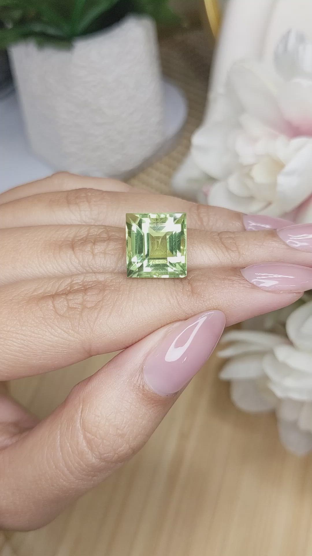 11.08 Ct. Green Prasiolite from Brazil Size Video
