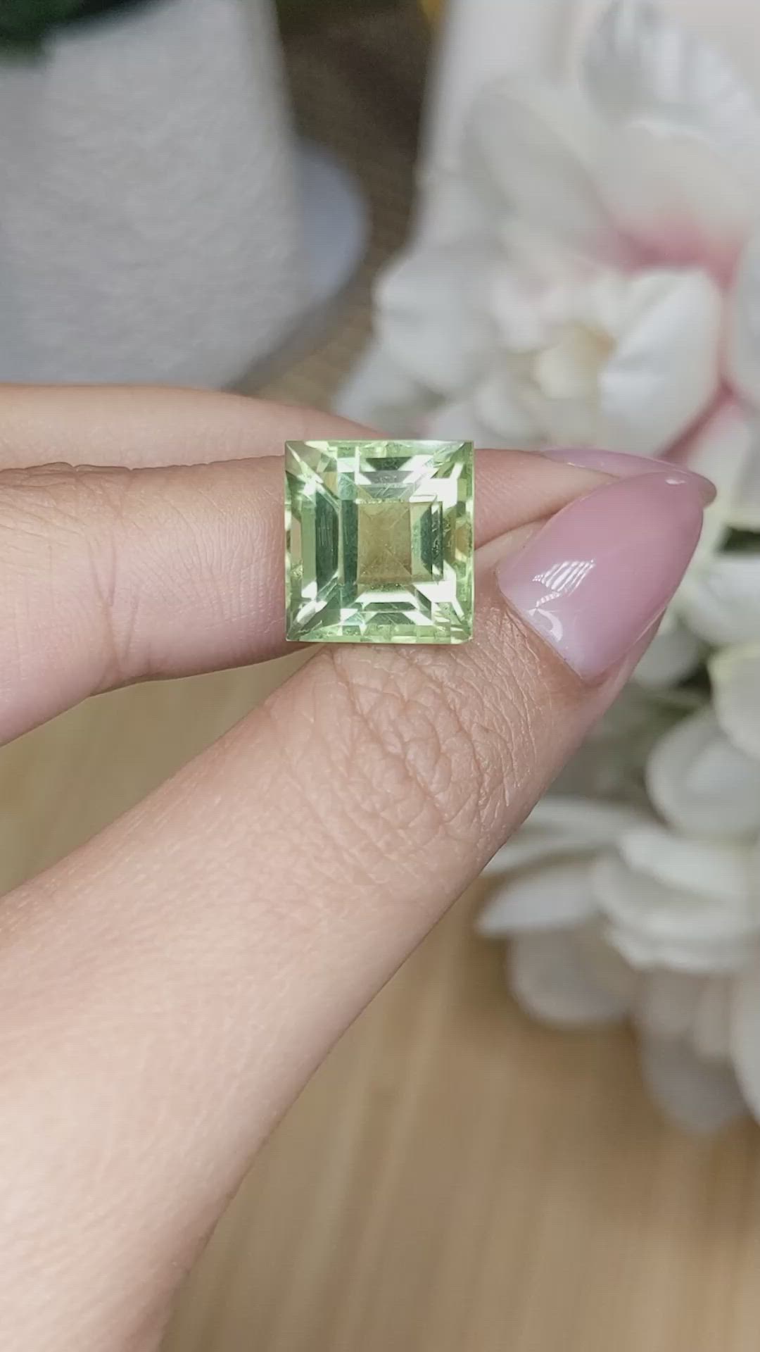 11.08 Ct. Green Prasiolite from Brazil Size Video
