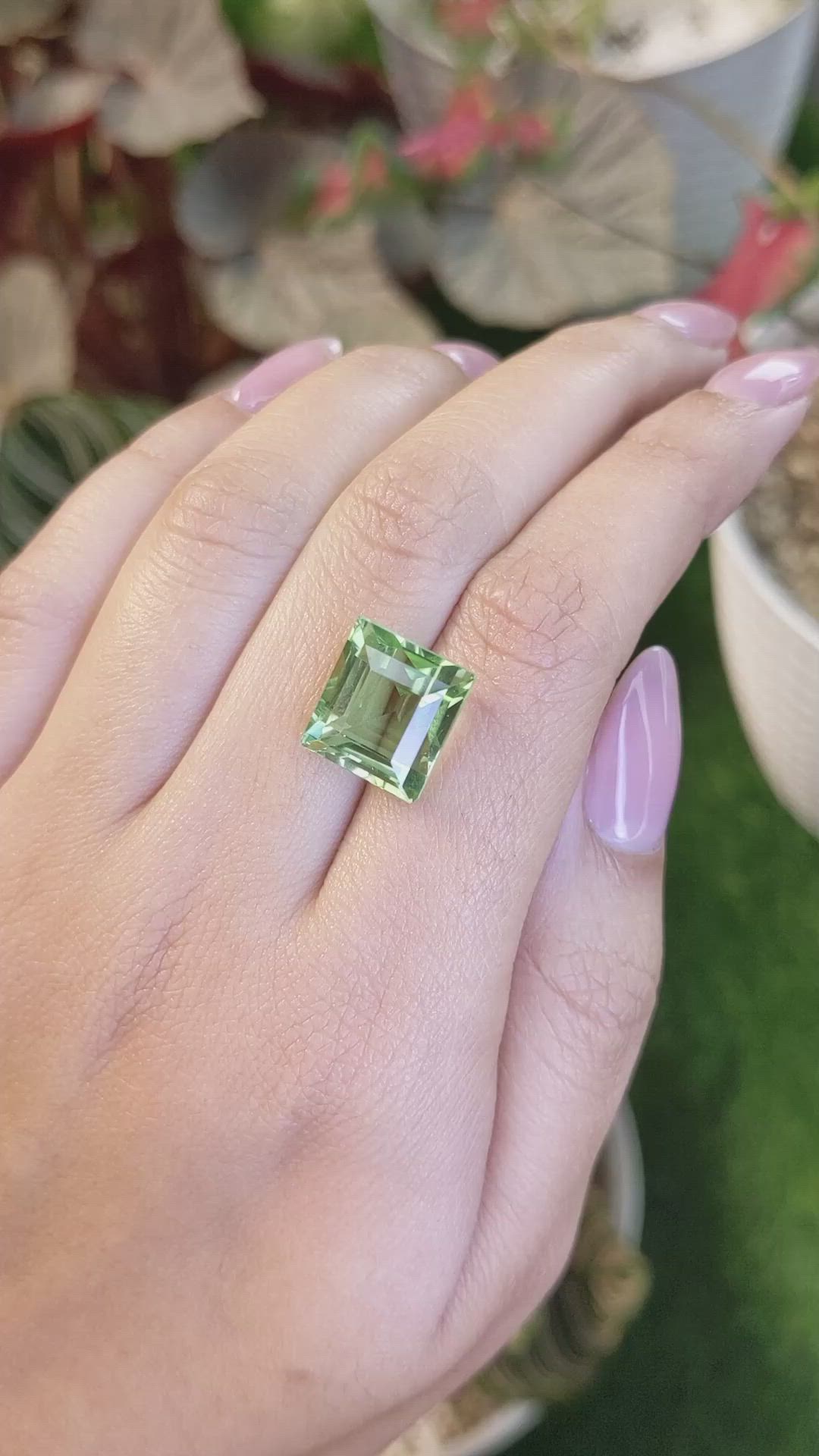 11.13 Ct. Yellowish Green Prasiolite from Brazil Size Video