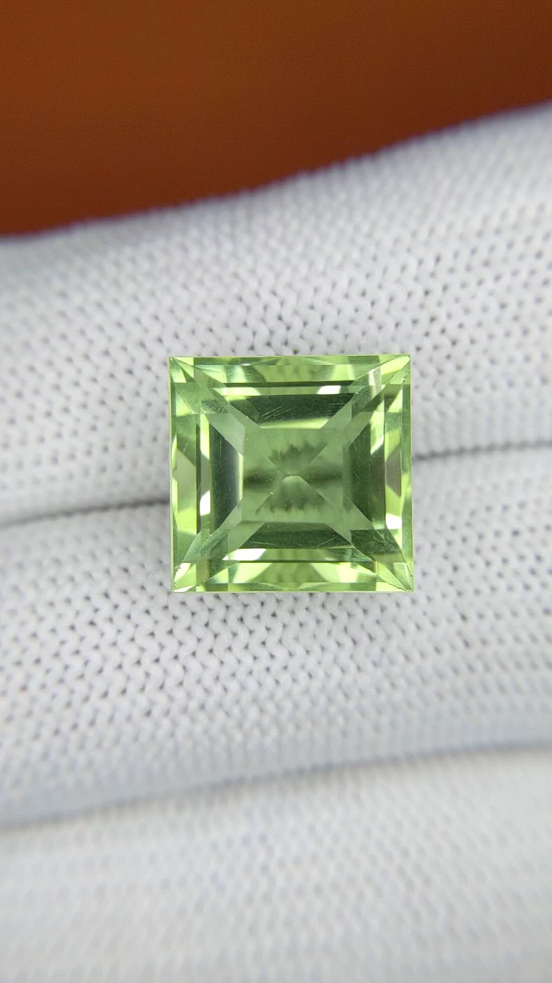 11.19 Ct. Yellowish Green Prasiolite from Brazil Size Video
