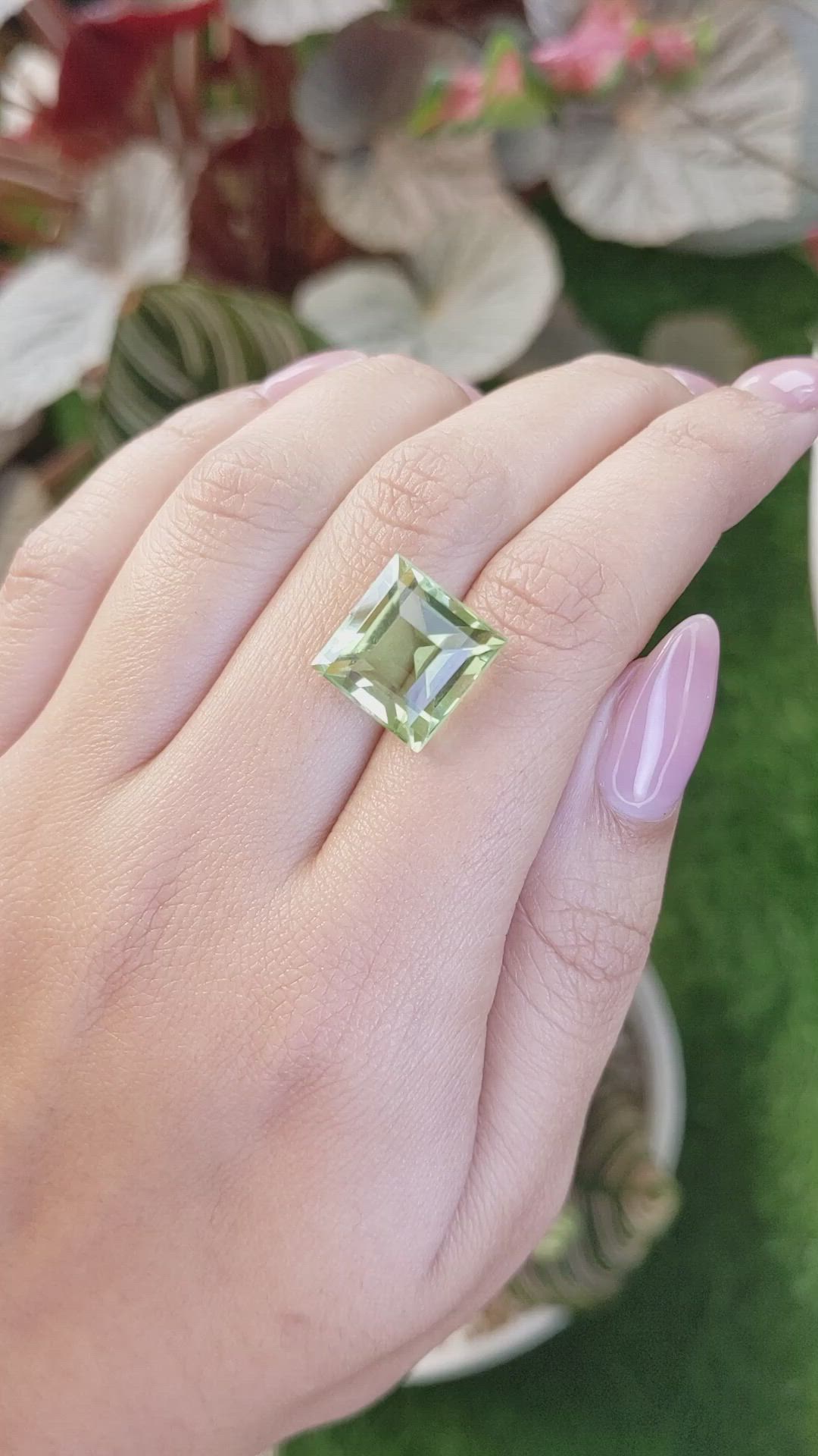11.19 Ct. Yellowish Green Prasiolite from Brazil Size Video