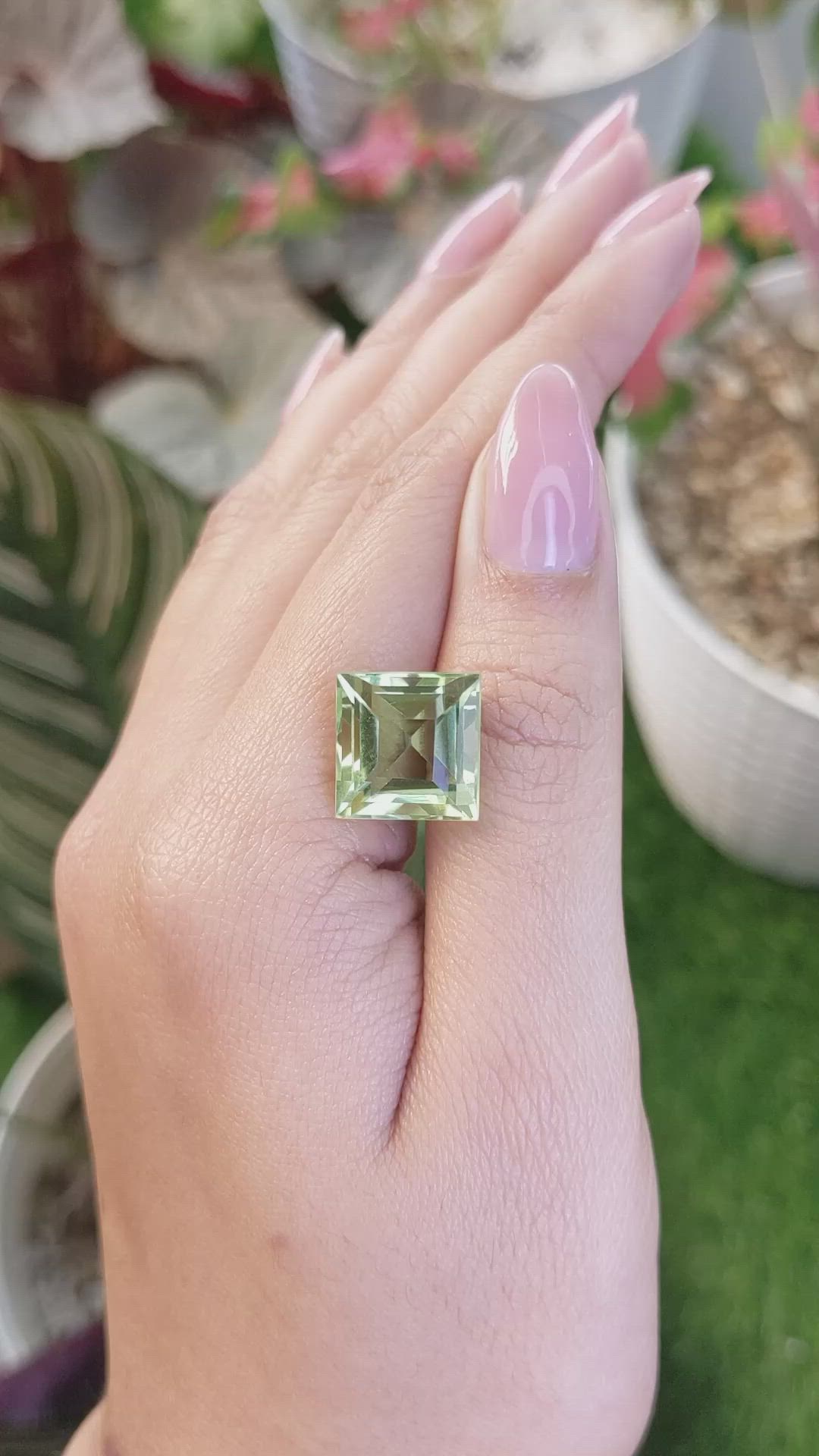 11.19 Ct. Yellowish Green Prasiolite from Brazil Size Video