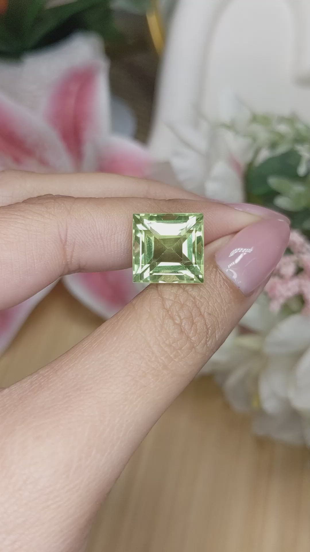 11.19 Ct. Yellowish Green Prasiolite from Brazil Size Video