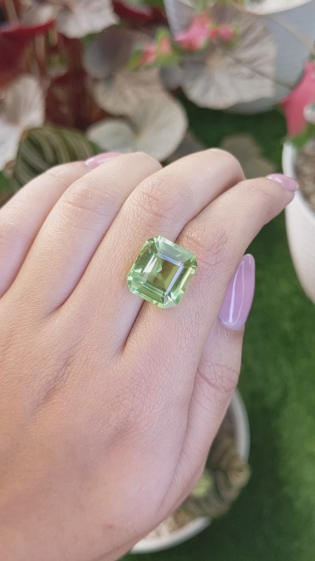 12.30 Ct. Yellowish Green Prasiolite from Brazil Size Video