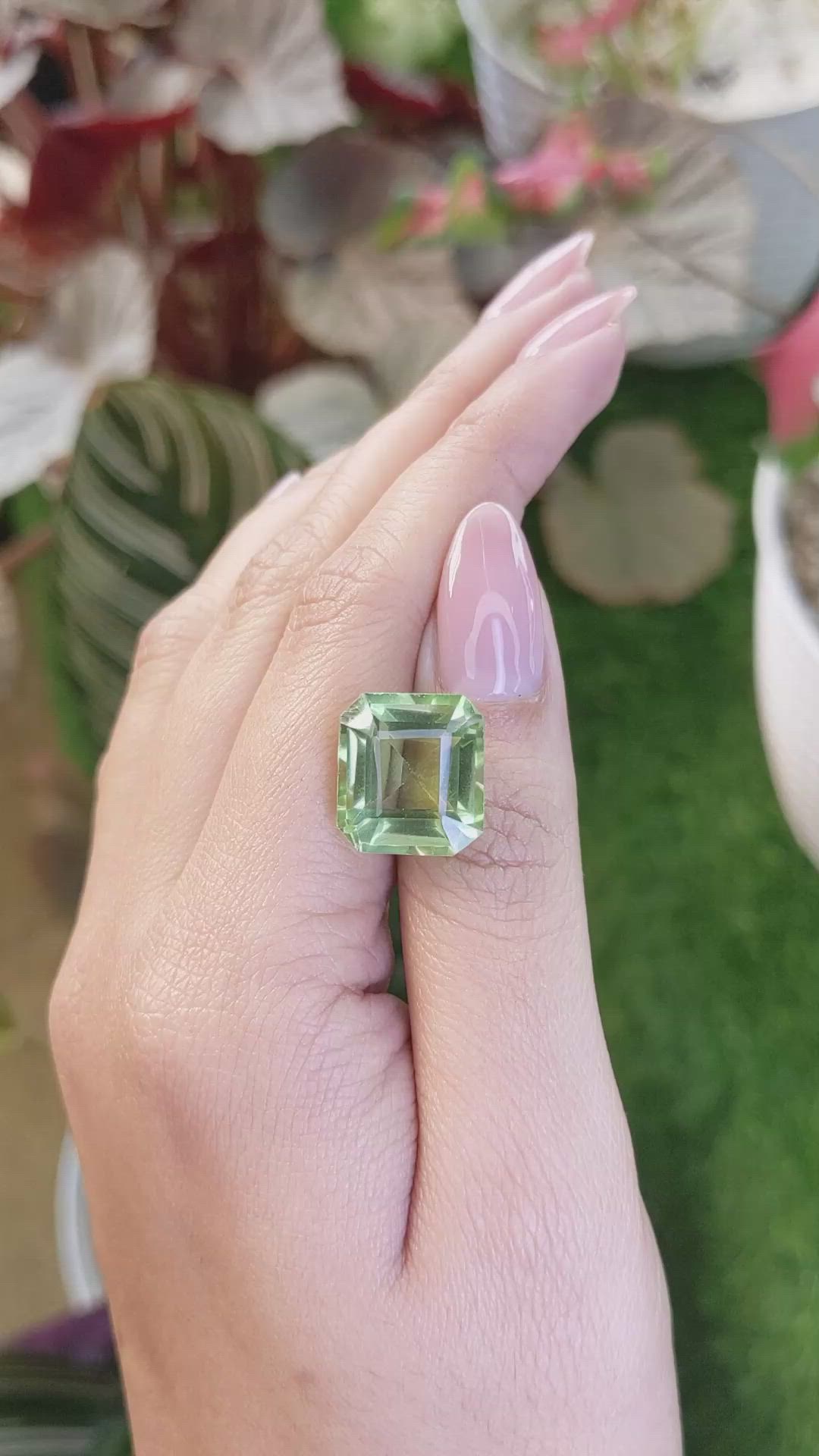 12.30 Ct. Yellowish Green Prasiolite from Brazil Size Video
