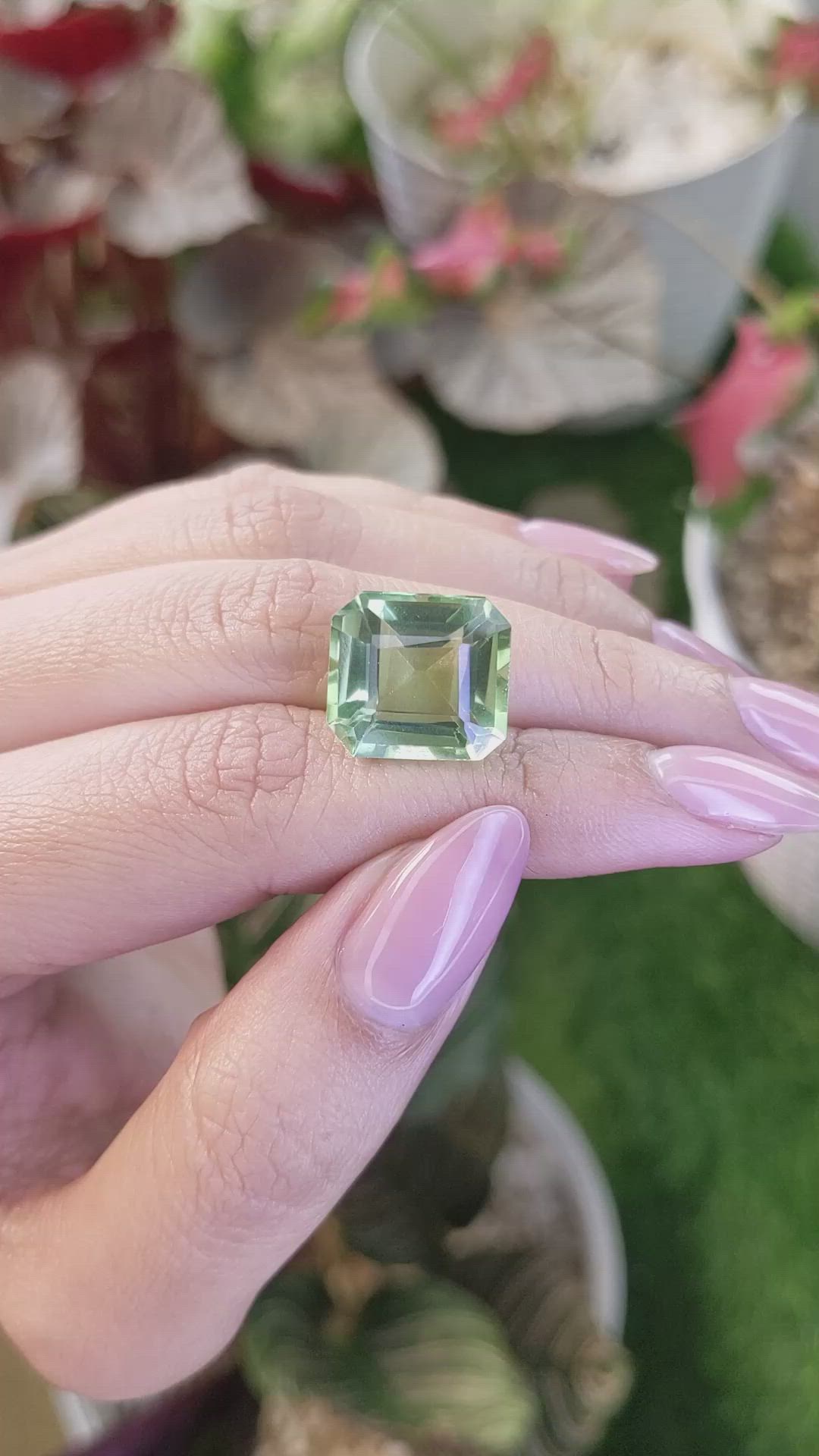 12.30 Ct. Yellowish Green Prasiolite from Brazil Size Video
