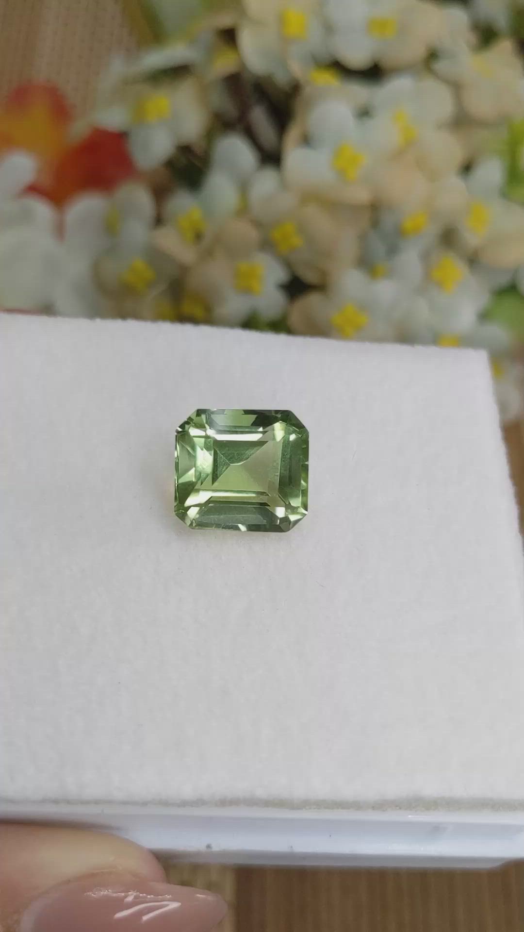 10.59 Ct. Yellowish Green Prasiolite from Brazil Size Video