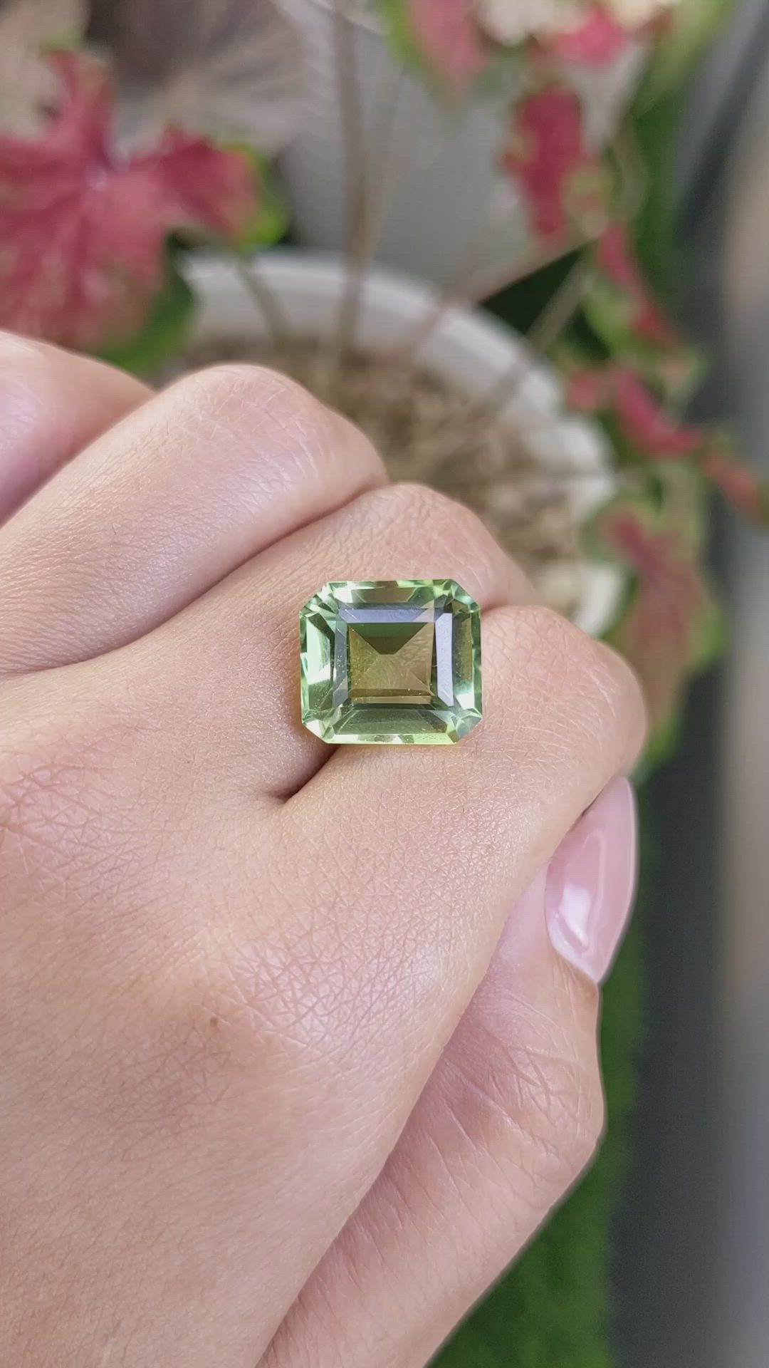 10.59 Ct. Yellowish Green Prasiolite from Brazil Size Video