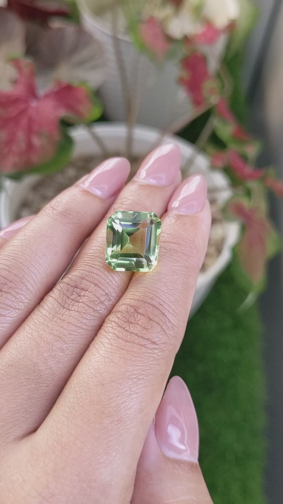 10.59 Ct. Yellowish Green Prasiolite from Brazil Size Video
