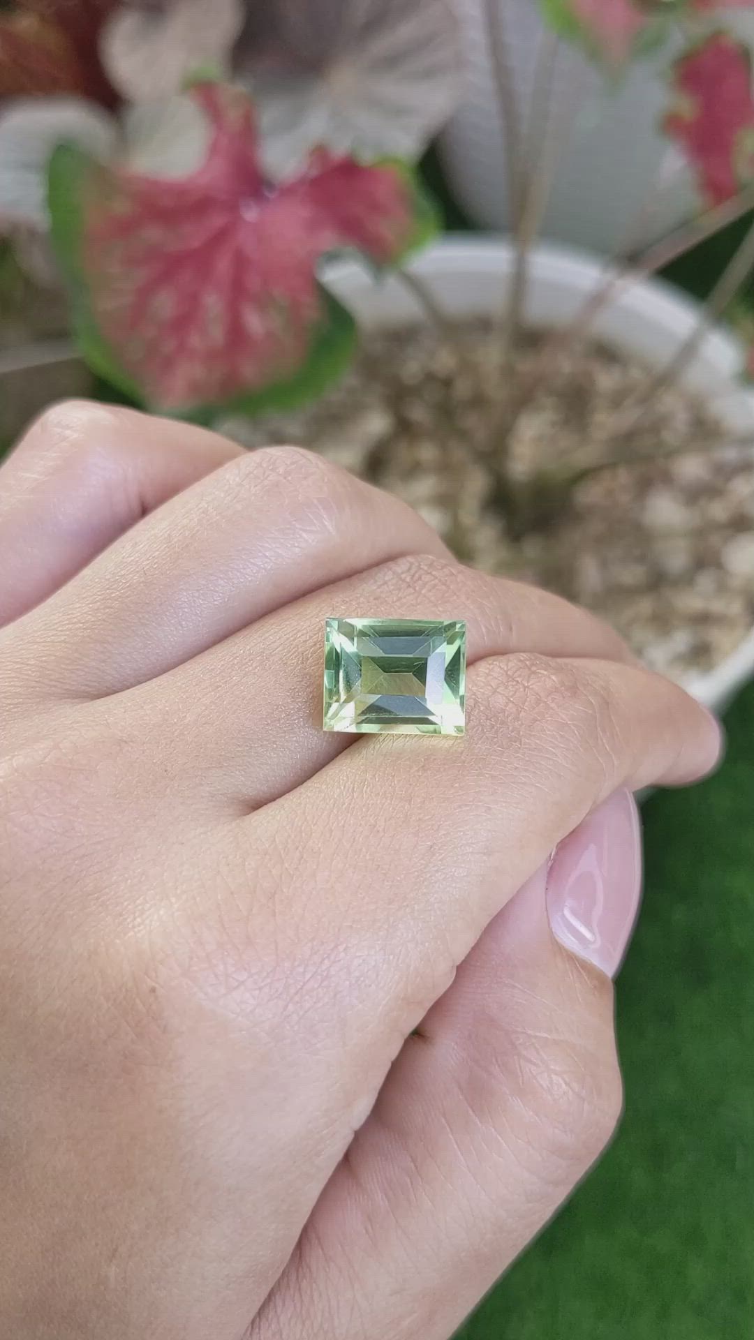 8.82 Ct. Yellowish Green Prasiolite from Brazil Size Video
