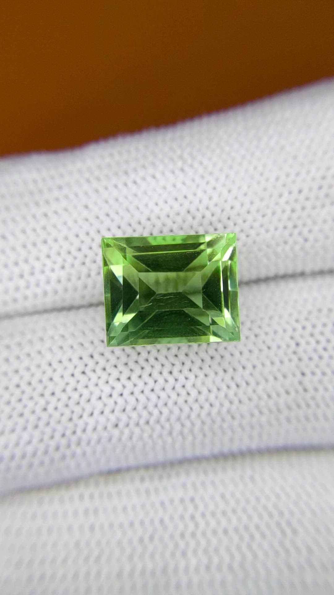 8.82 Ct. Yellowish Green Prasiolite from Brazil Size Video