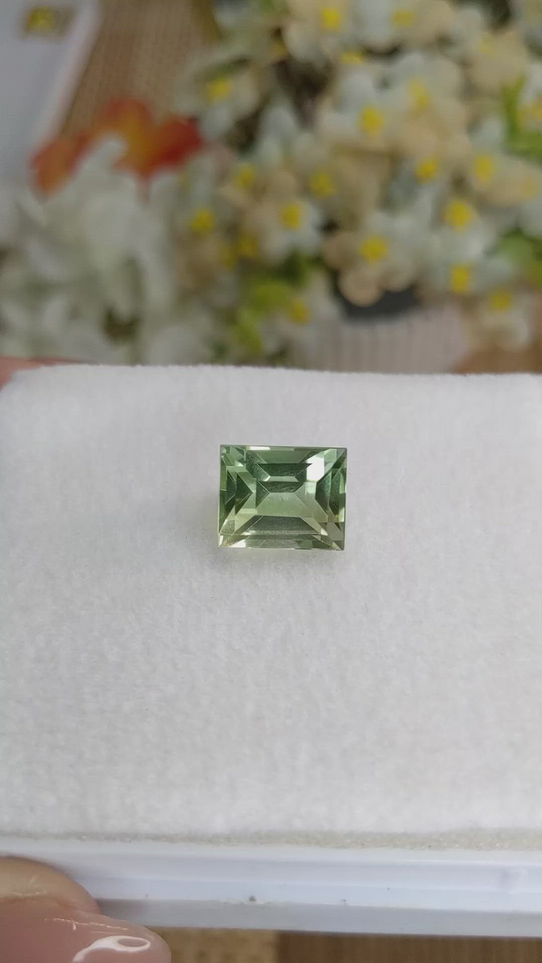 8.82 Ct. Yellowish Green Prasiolite from Brazil Size Video