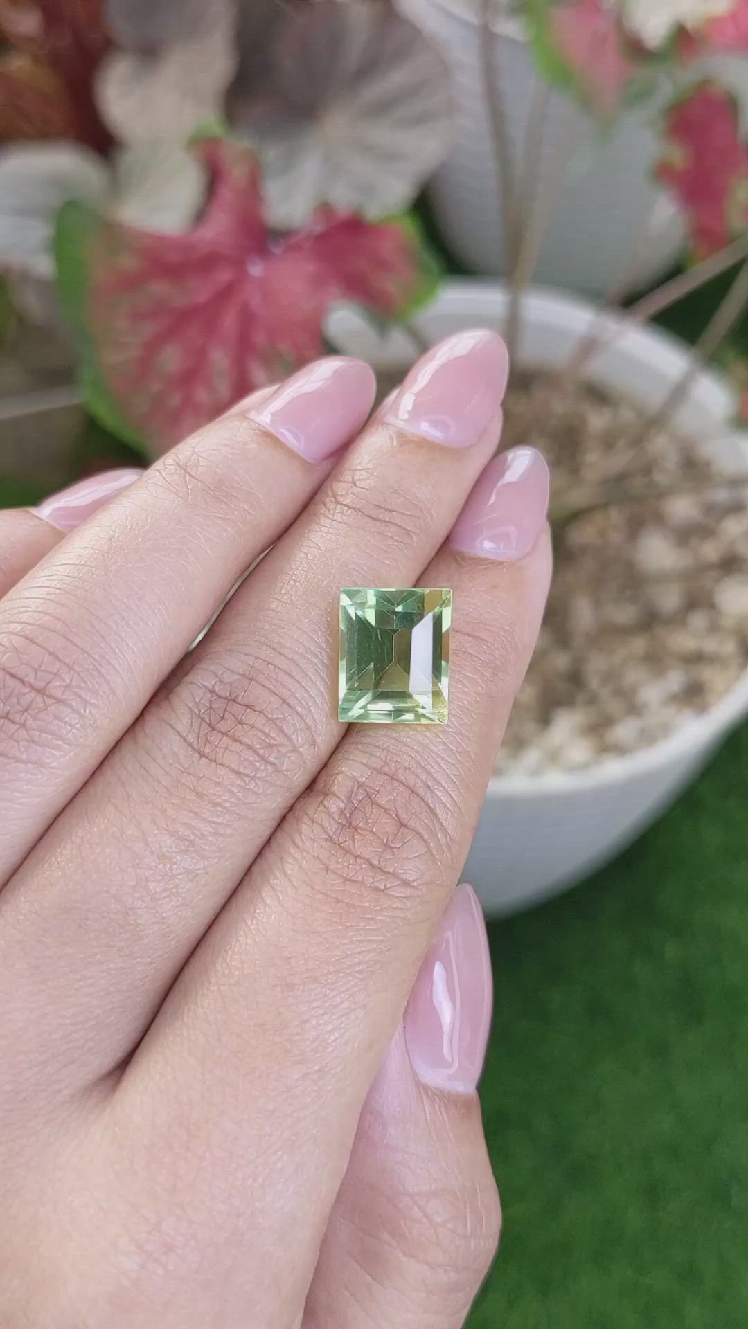 8.82 Ct. Yellowish Green Prasiolite from Brazil Size Video