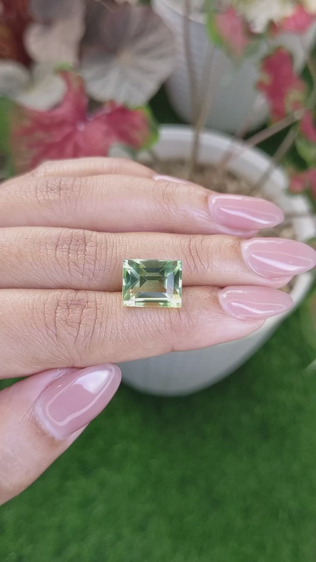 8.82 Ct. Yellowish Green Prasiolite from Brazil Size Video