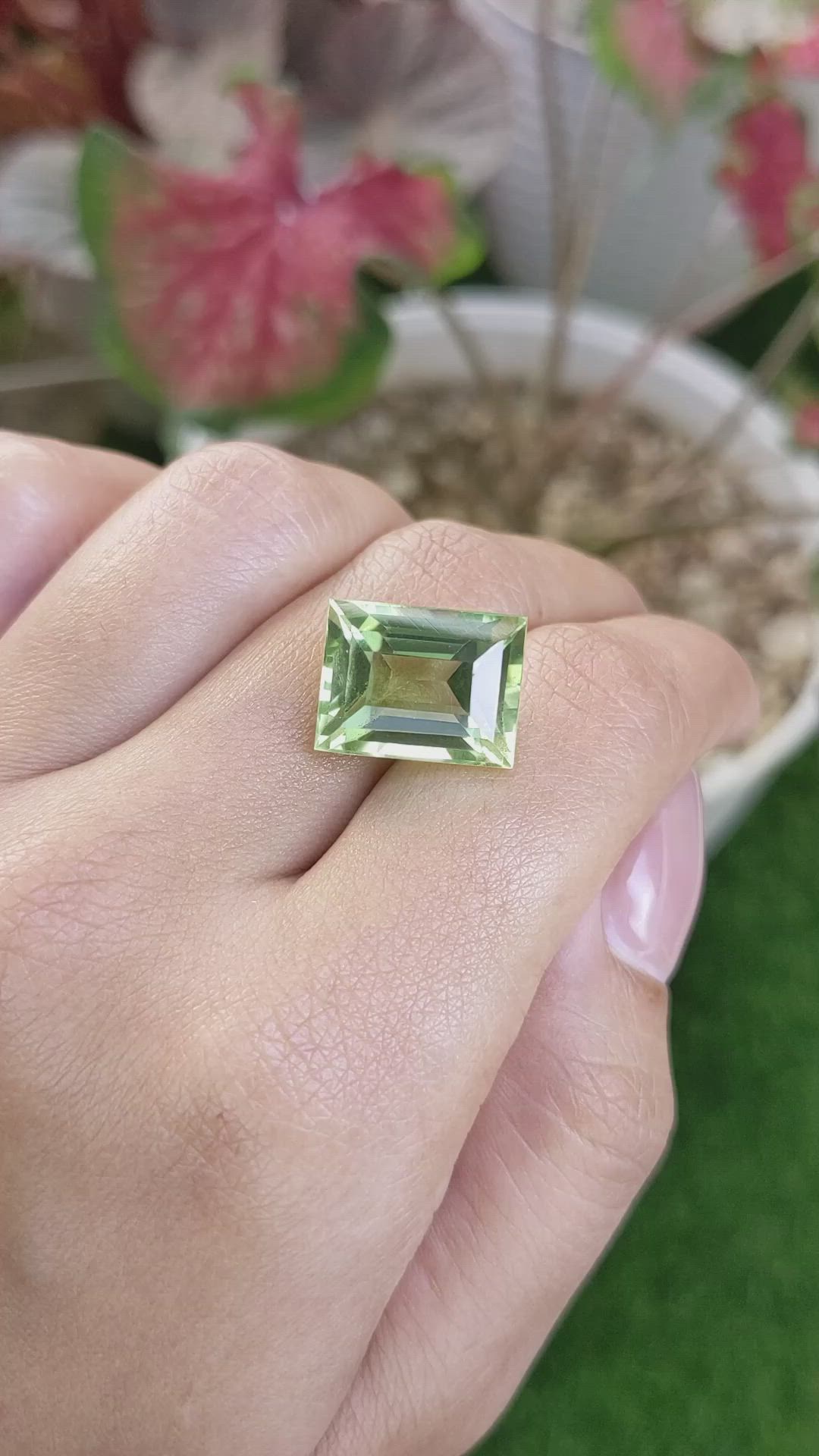 12.77 Ct. Yellowish Green Prasiolite from Brazil Size Video