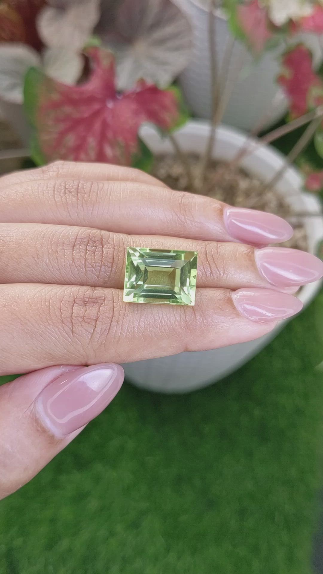 12.77 Ct. Yellowish Green Prasiolite from Brazil Size Video