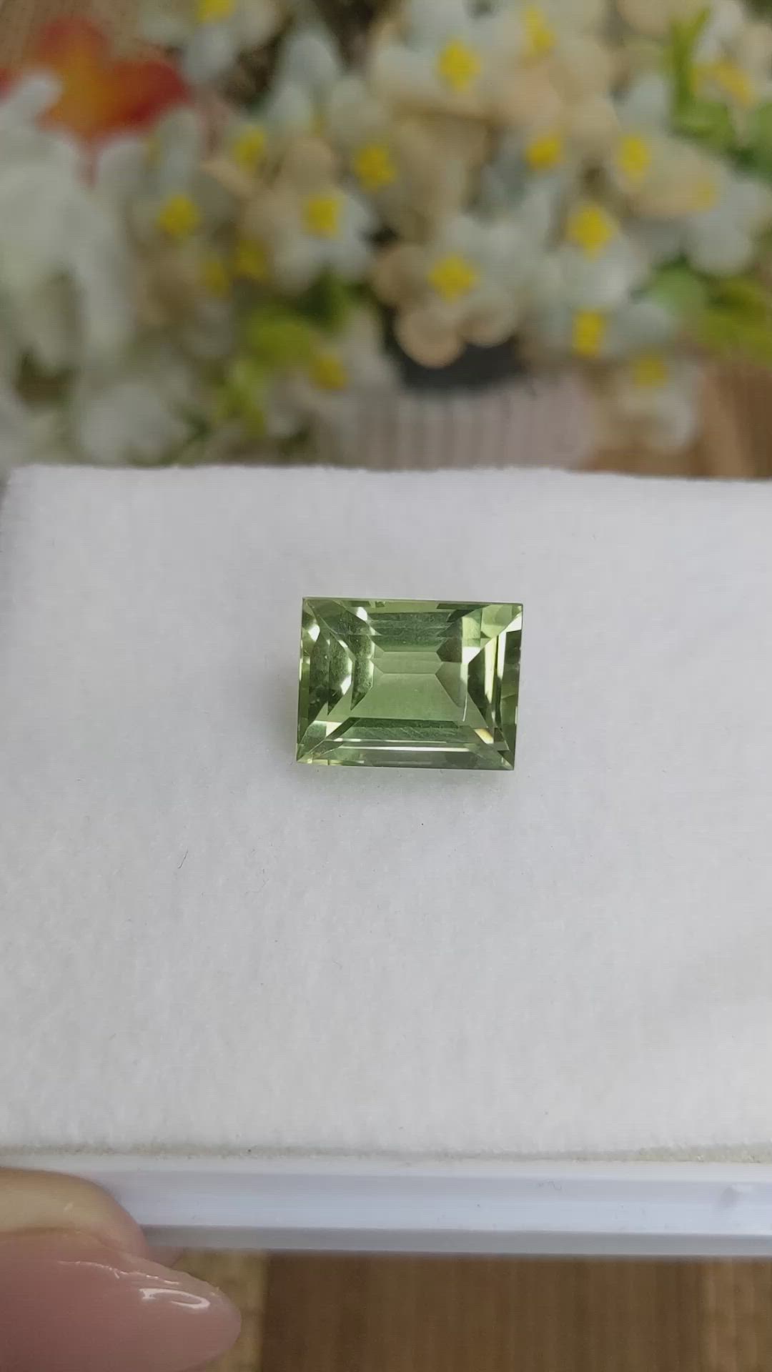 12.77 Ct. Yellowish Green Prasiolite from Brazil Size Video