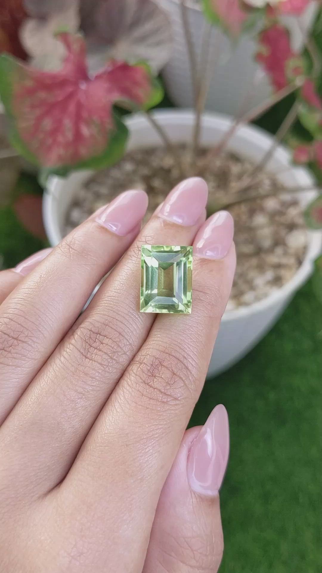12.77 Ct. Yellowish Green Prasiolite from Brazil Size Video