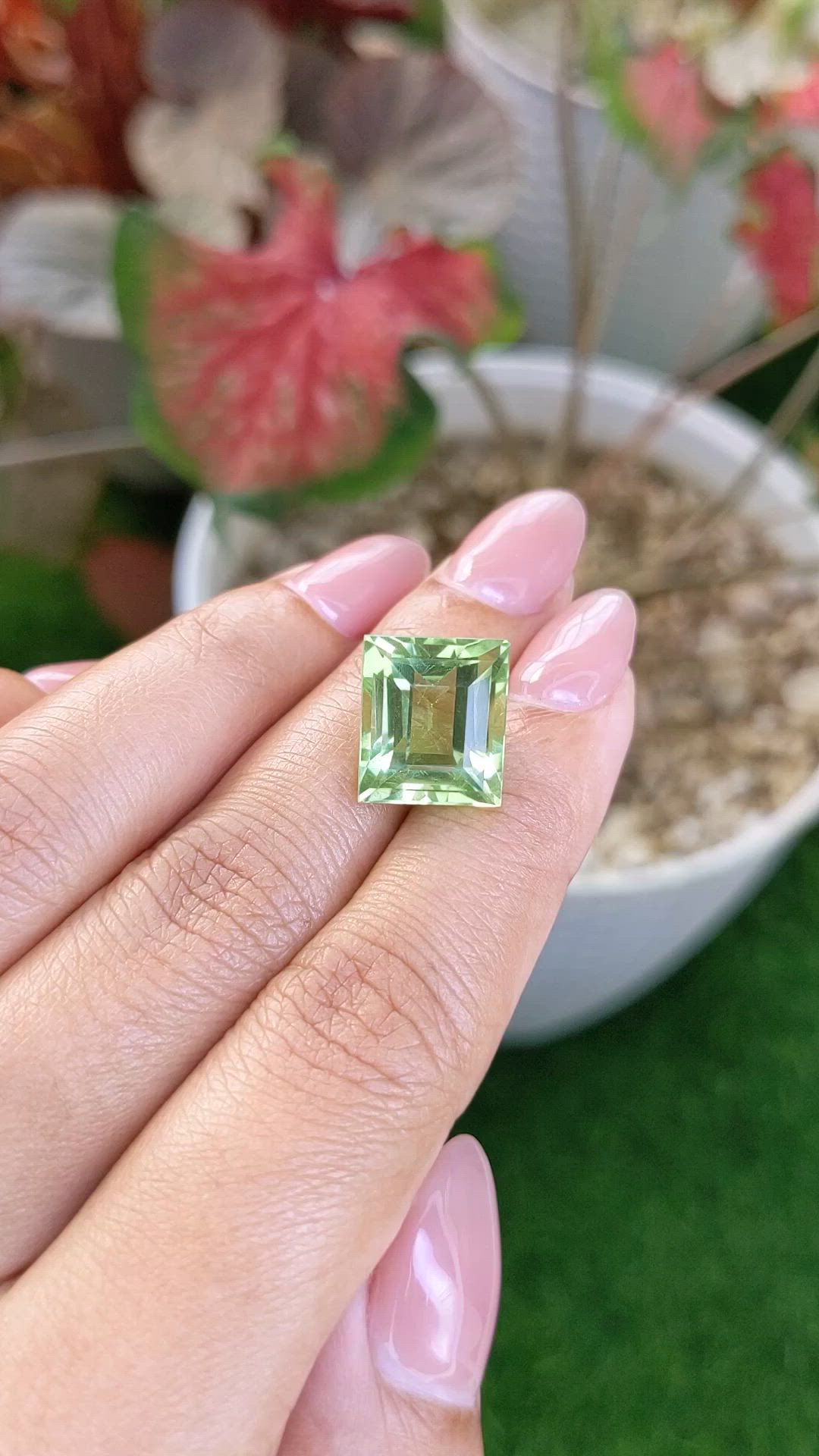 10.49 Ct. Yellowish Green Prasiolite from Brazil Size Video