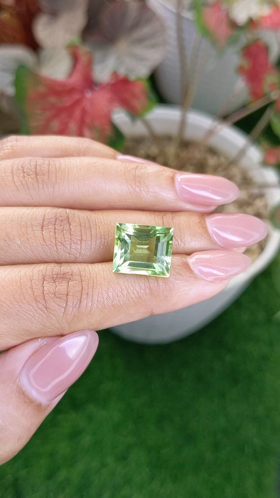 10.49 Ct. Yellowish Green Prasiolite from Brazil Size Video
