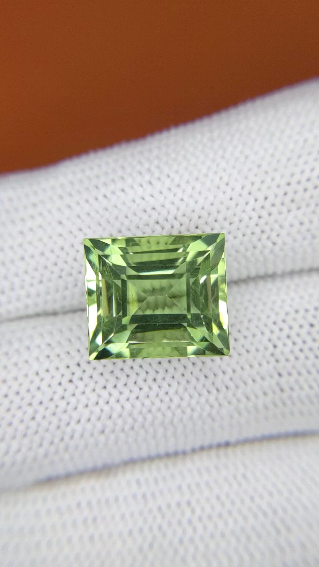 10.49 Ct. Yellowish Green Prasiolite from Brazil Size Video