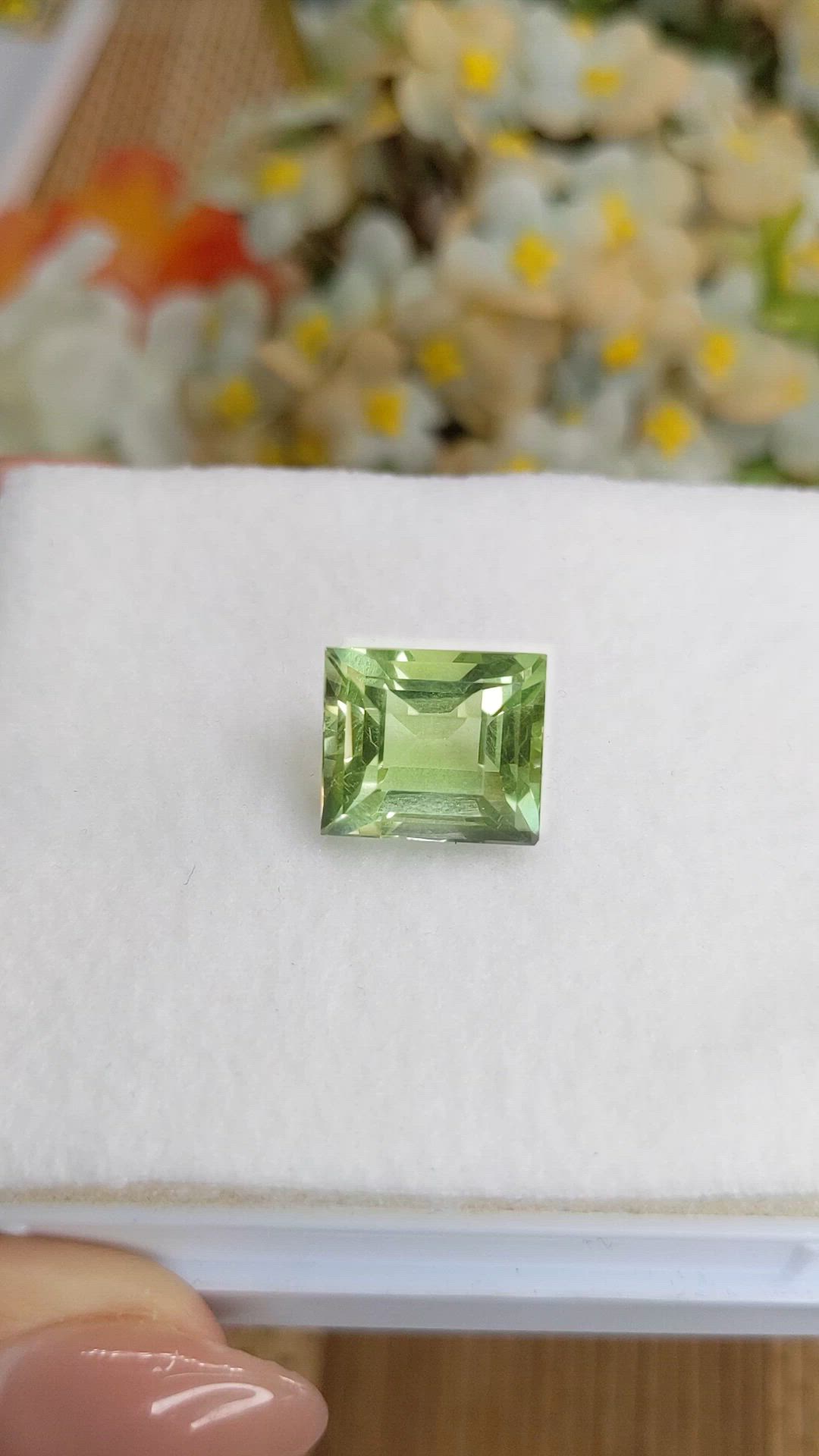 10.49 Ct. Yellowish Green Prasiolite from Brazil Size Video