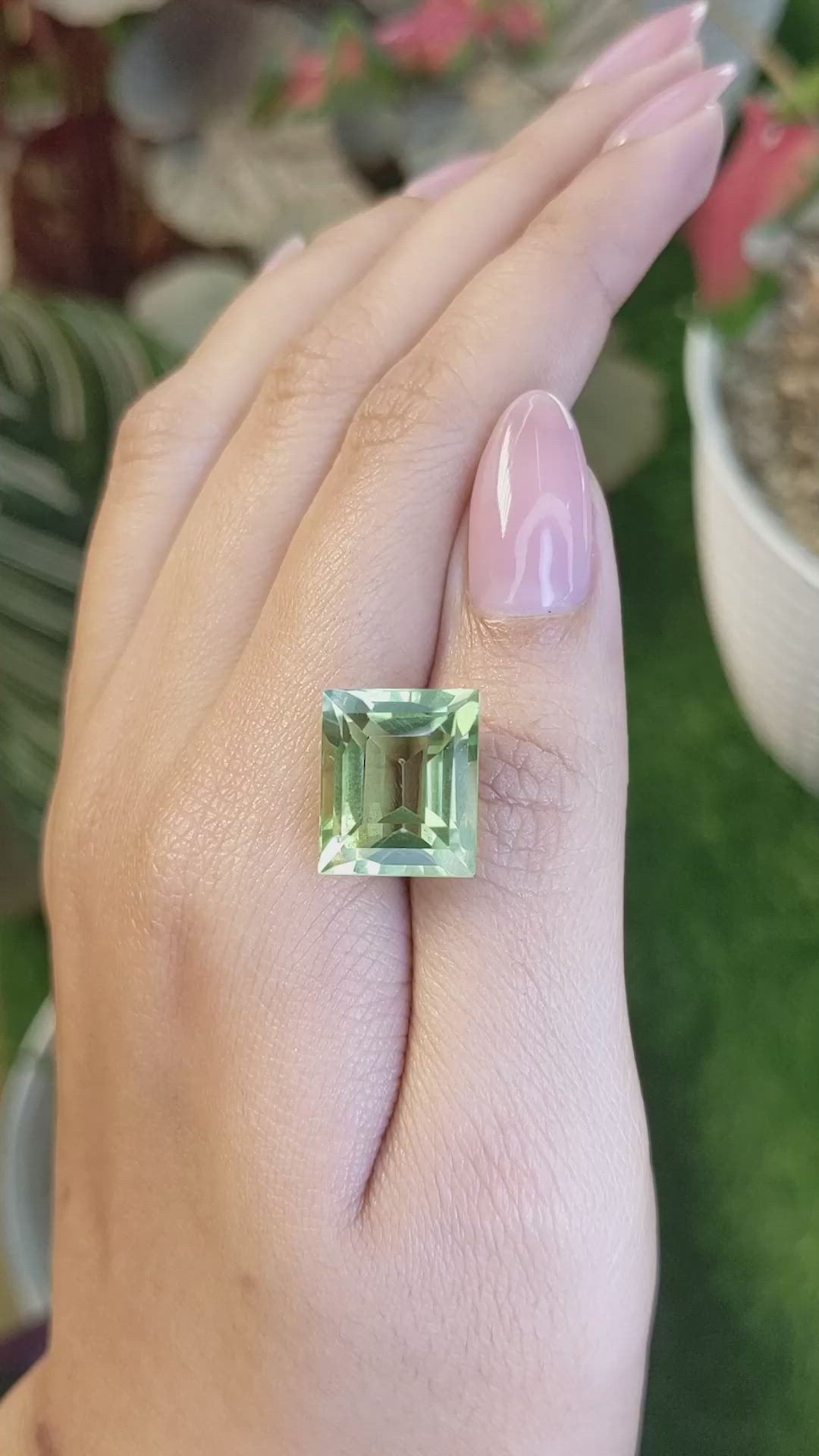 13.60 Ct. Yellowish Green Prasiolite from Brazil Size Video