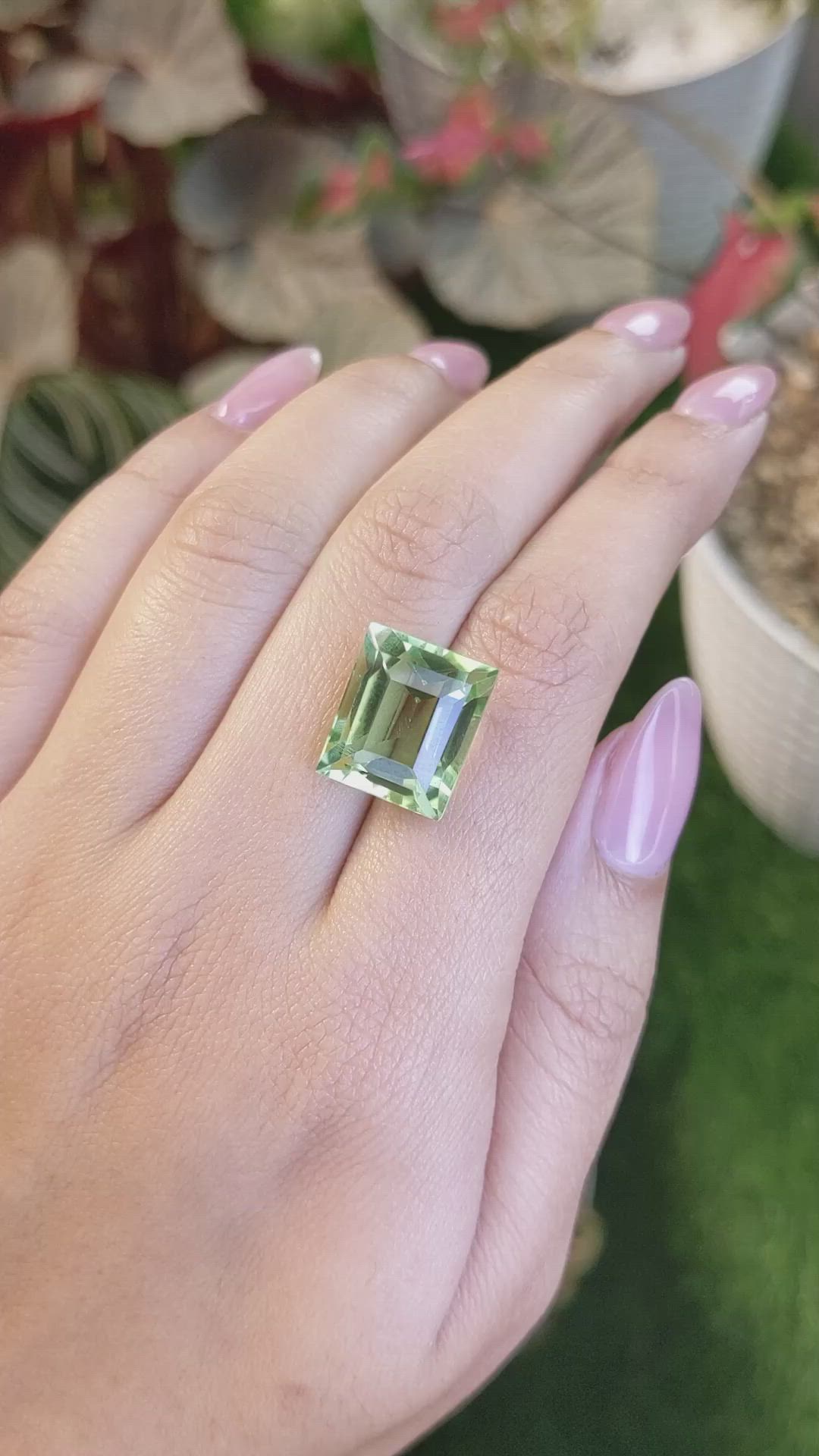 13.60 Ct. Yellowish Green Prasiolite from Brazil Size Video